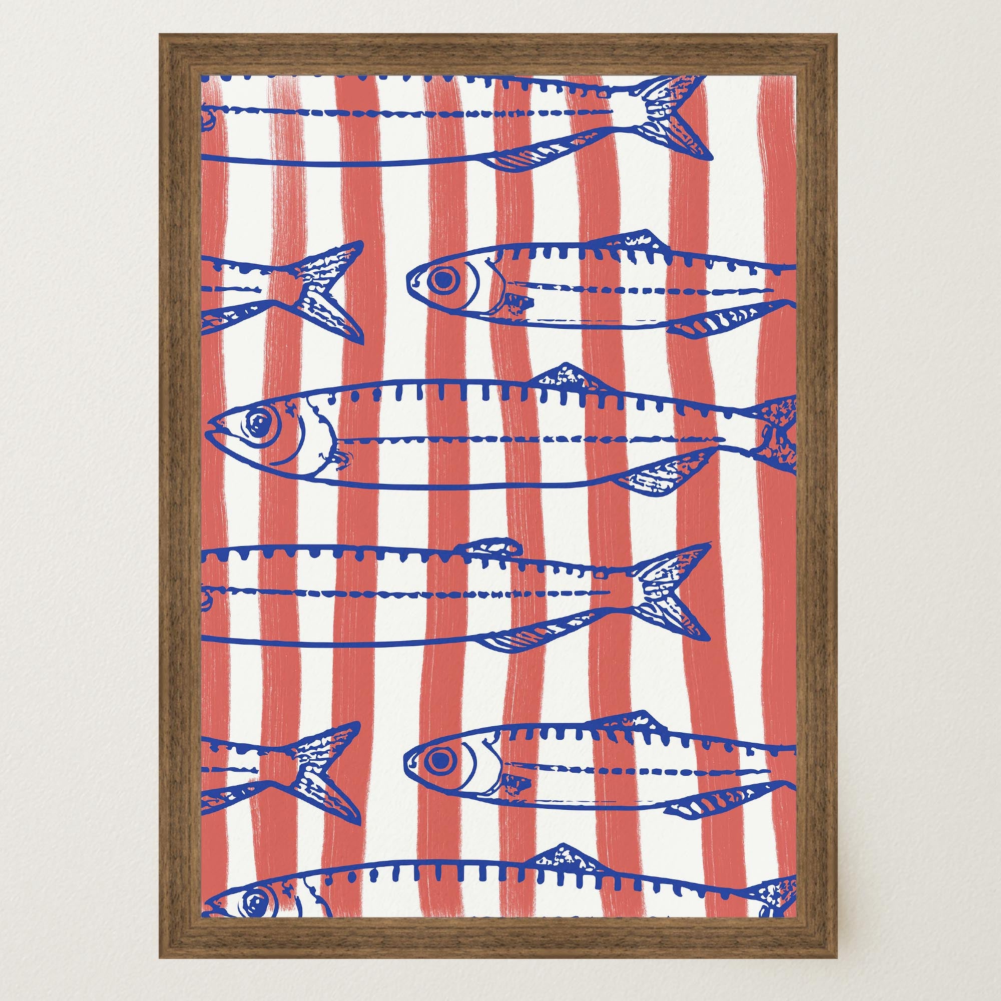 Red Stripe Sardines Wall Art Print-Skudaboo
