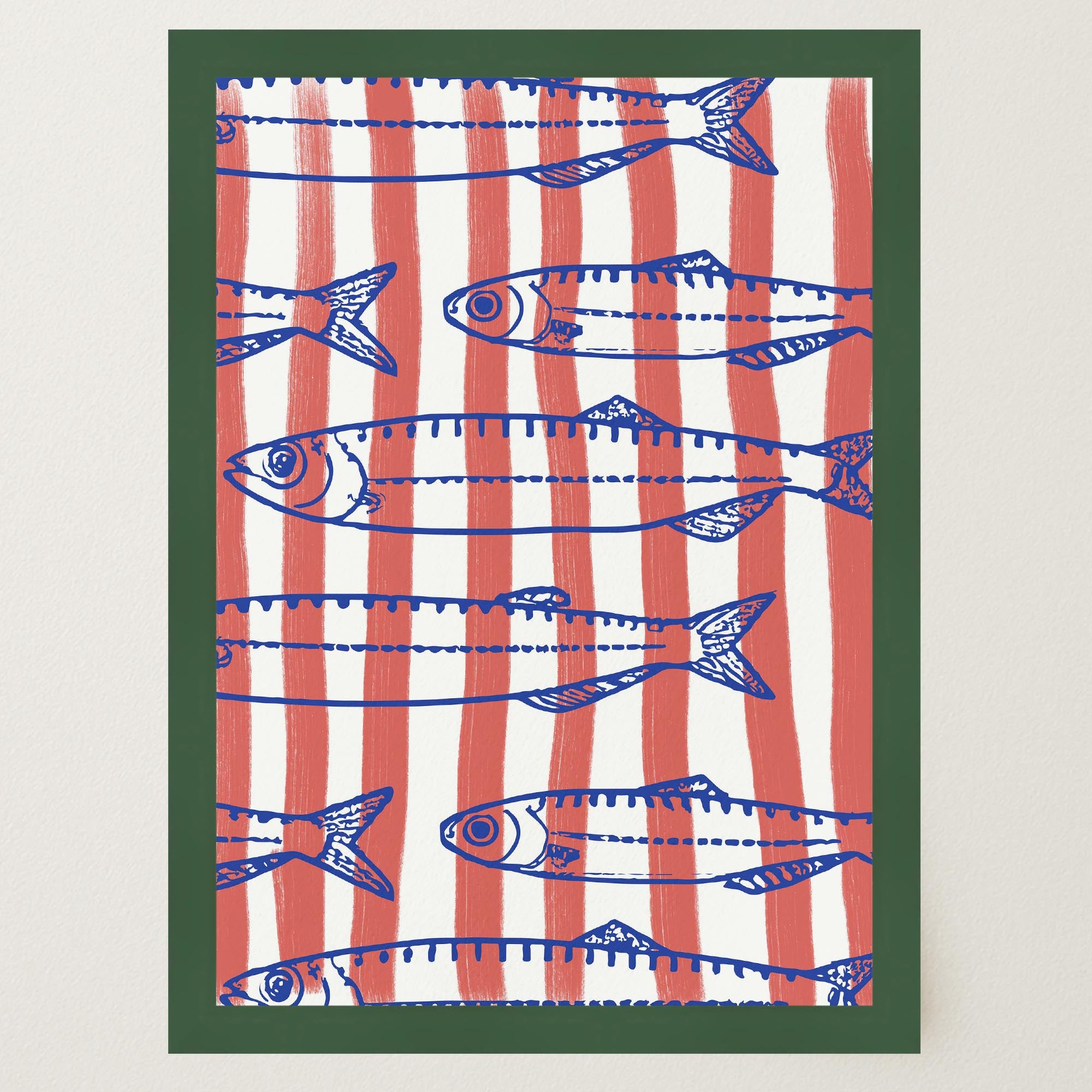 Red Stripe Sardines Wall Art Print-Skudaboo