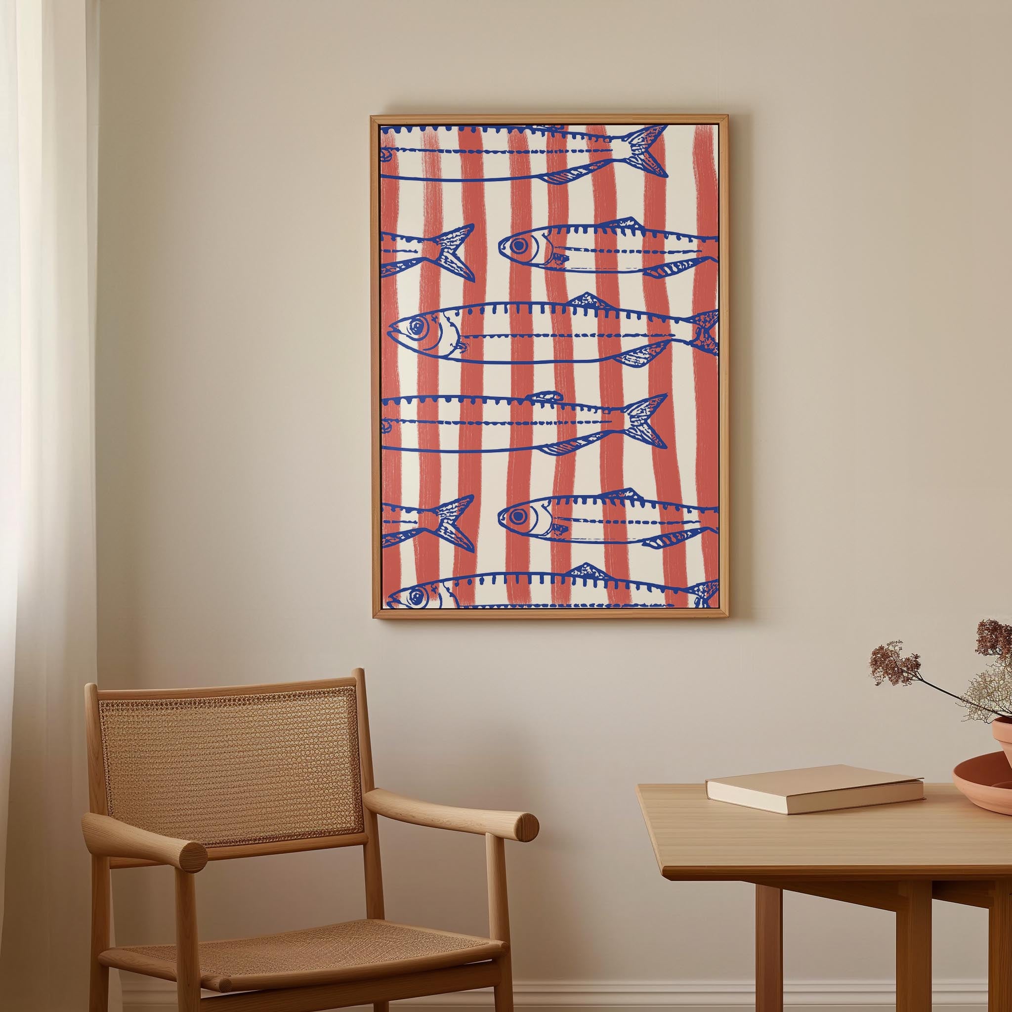Red Stripe Sardines Wall Art Print-Skudaboo