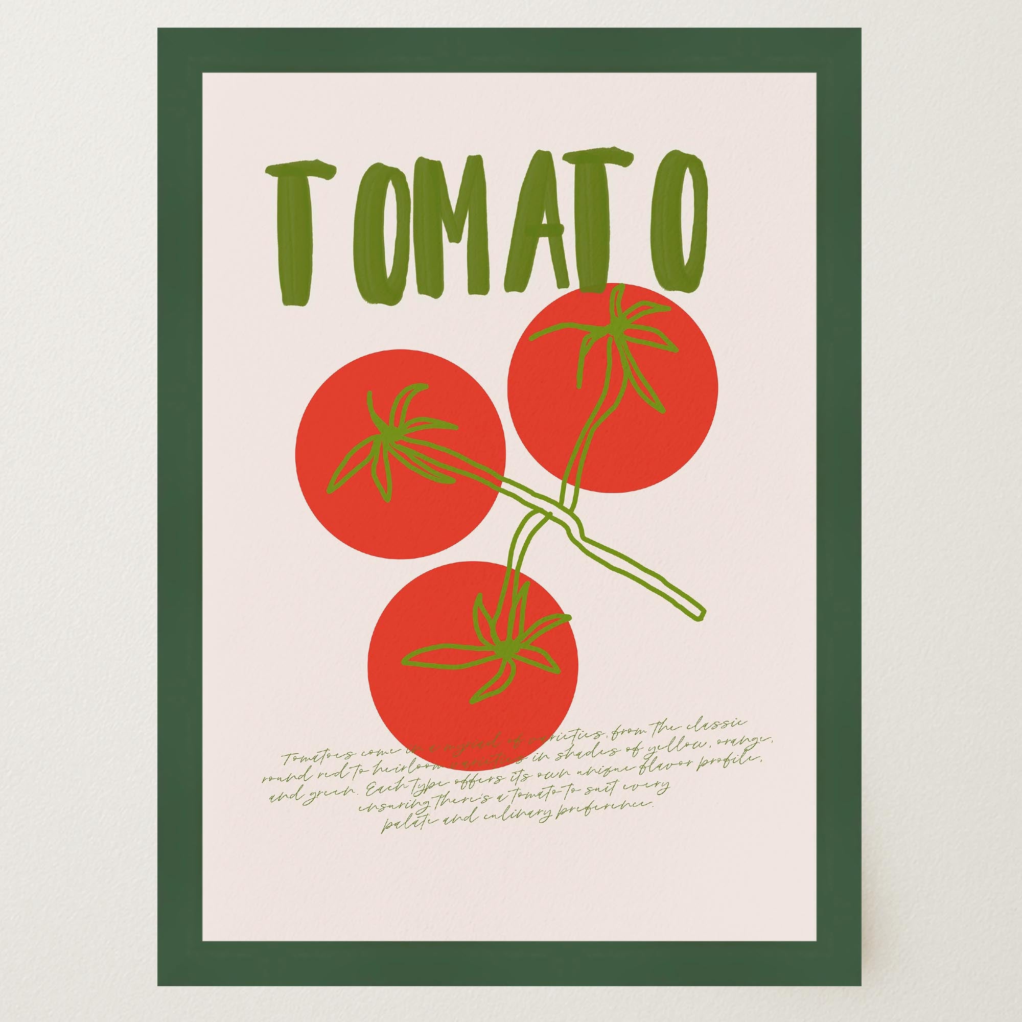 Minimalist Tomato Illustration Wall Art Print-Skudaboo