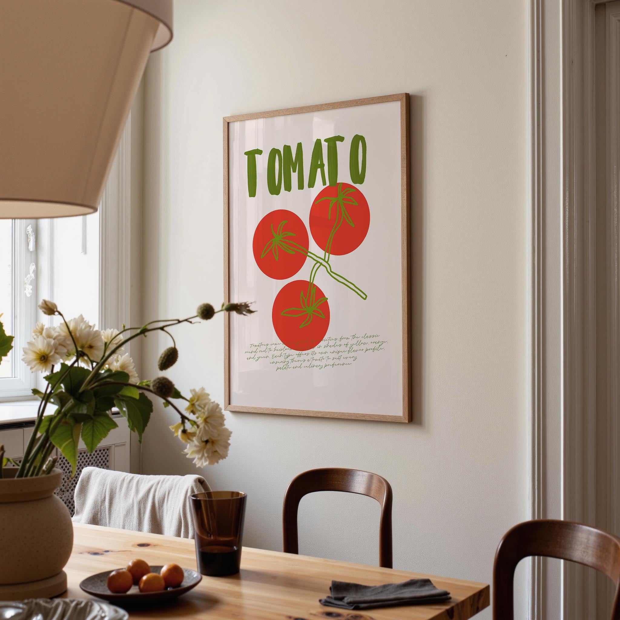 Minimalist Tomato Illustration Wall Art Print-Skudaboo
