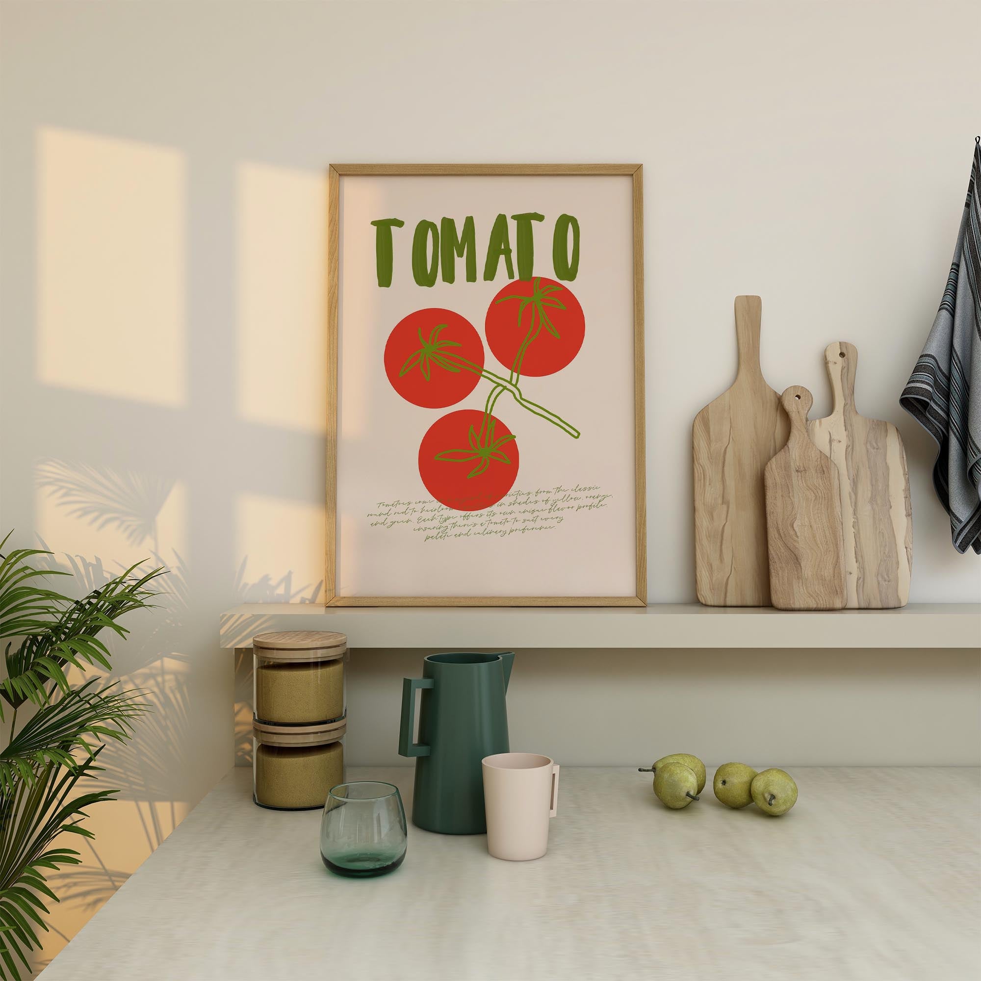 Minimalist Tomato Illustration Wall Art Print-Skudaboo