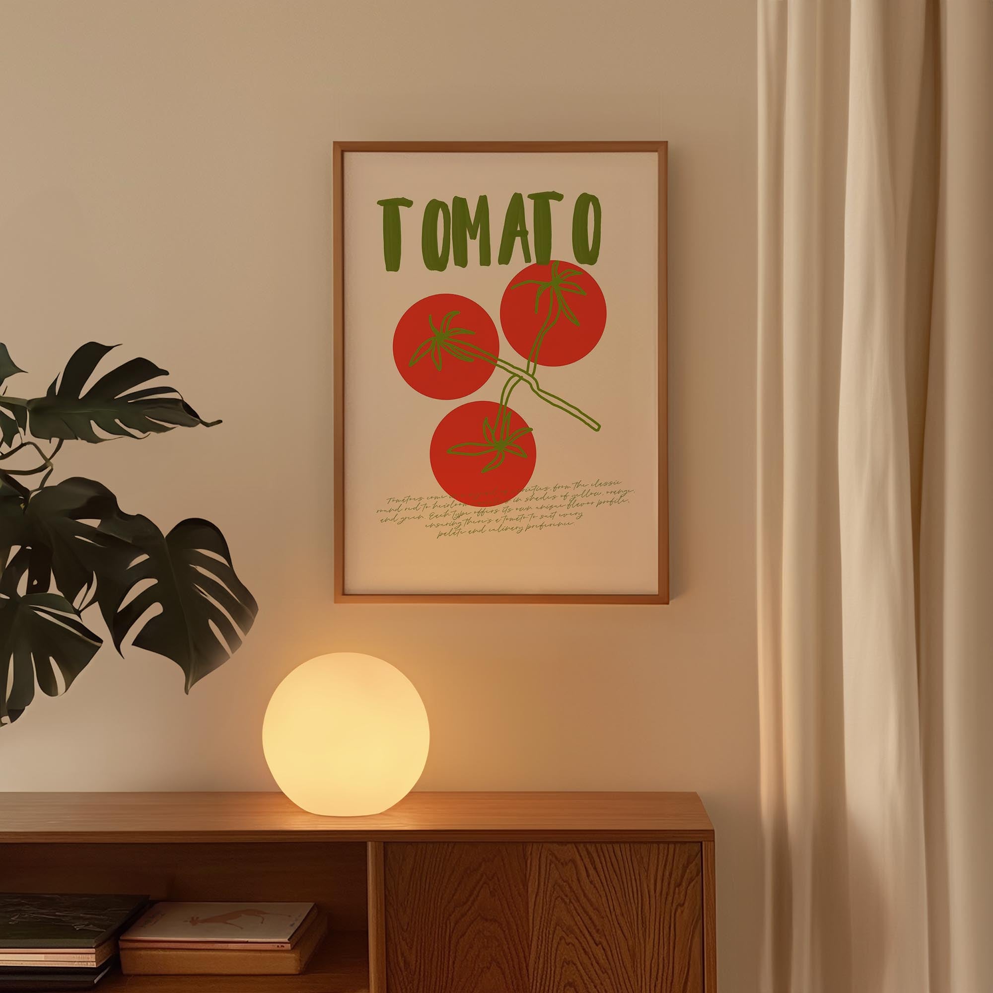 Minimalist Tomato Illustration Wall Art Print-Skudaboo