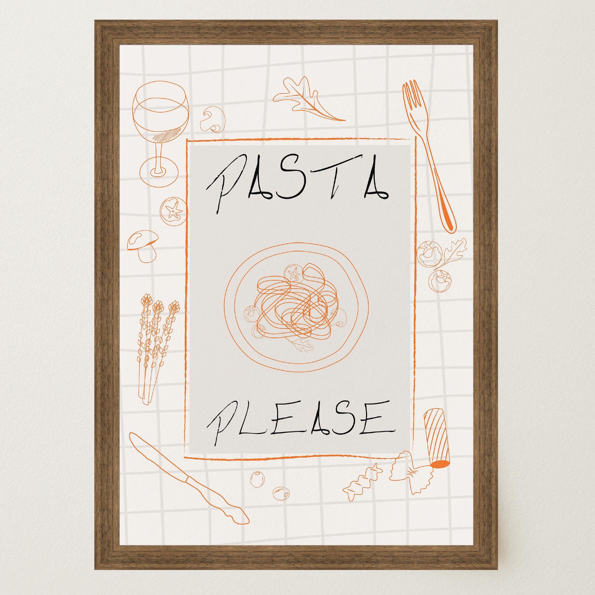 Pasta Please Modern Wall Art Print-Skudaboo