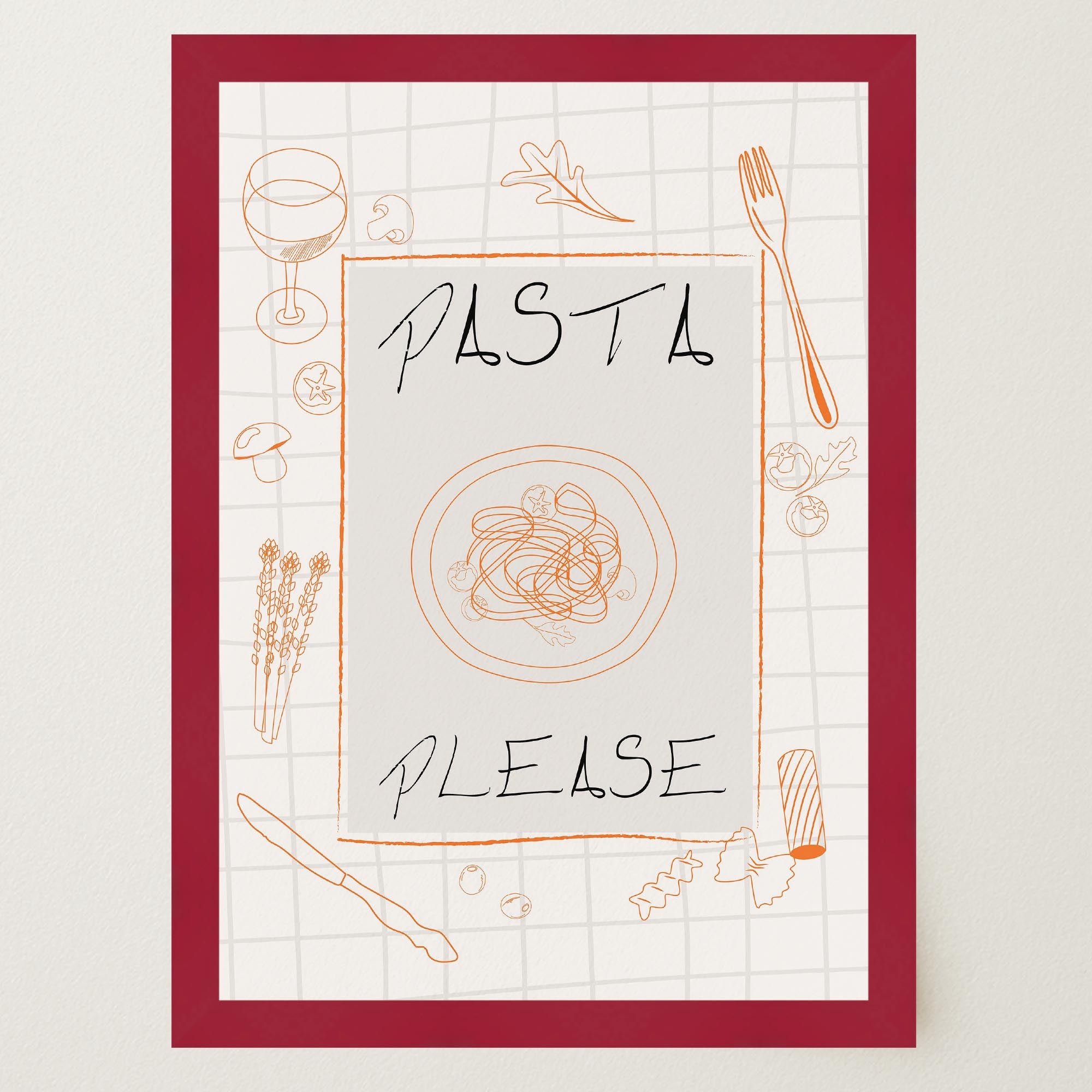 Pasta Please Modern Wall Art Print-Skudaboo