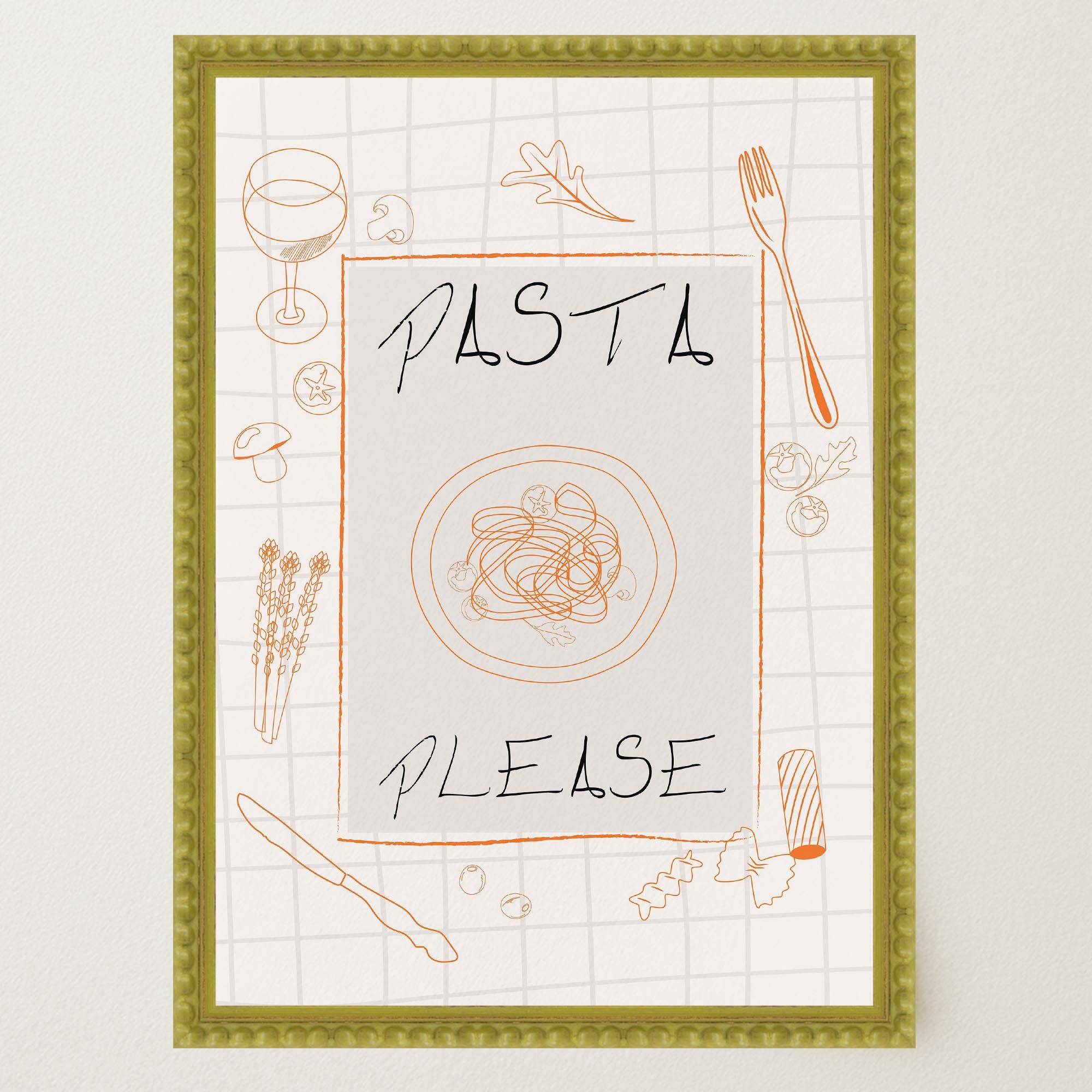Pasta Please Modern Wall Art Print-Skudaboo