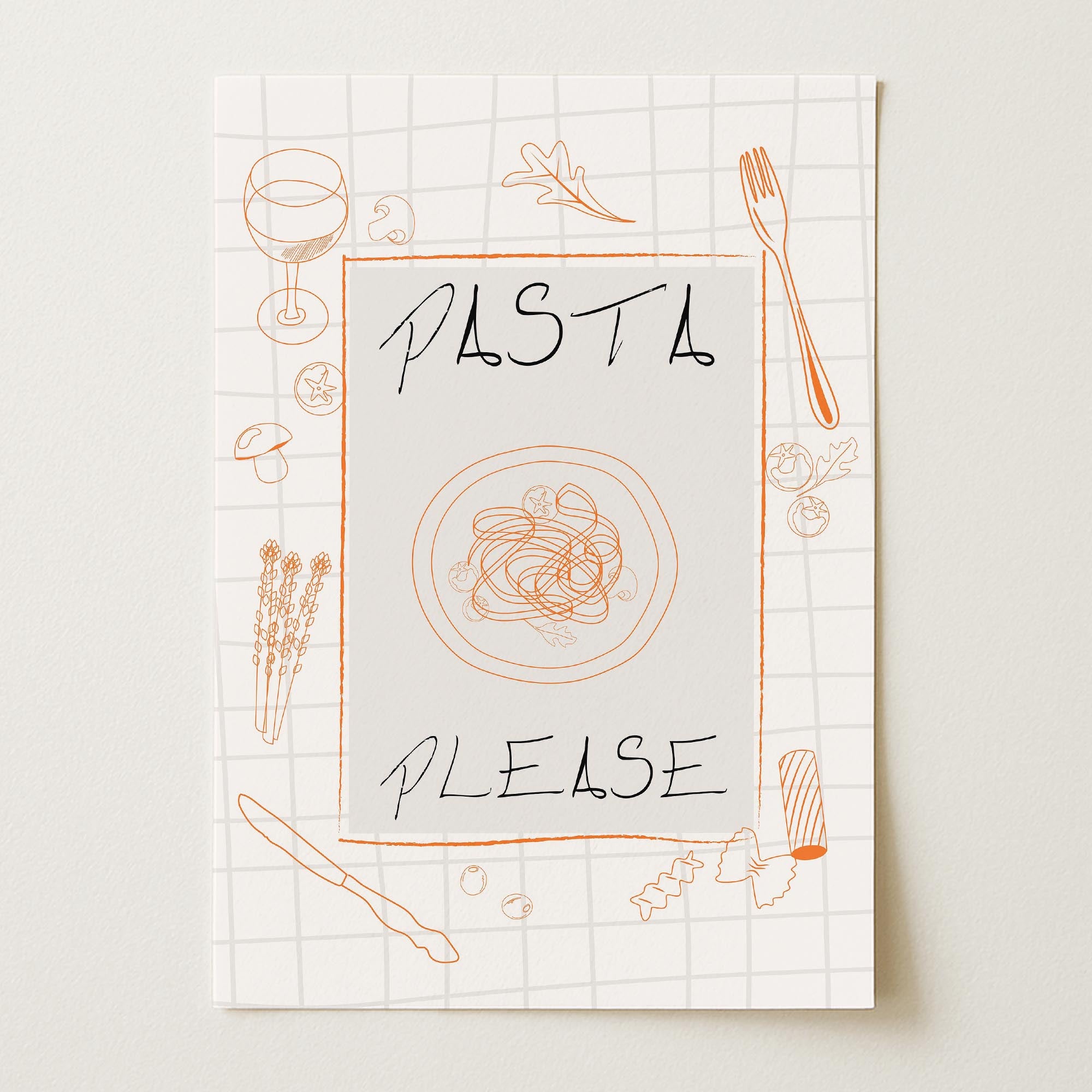 Pasta Please Modern Wall Art Print-Skudaboo