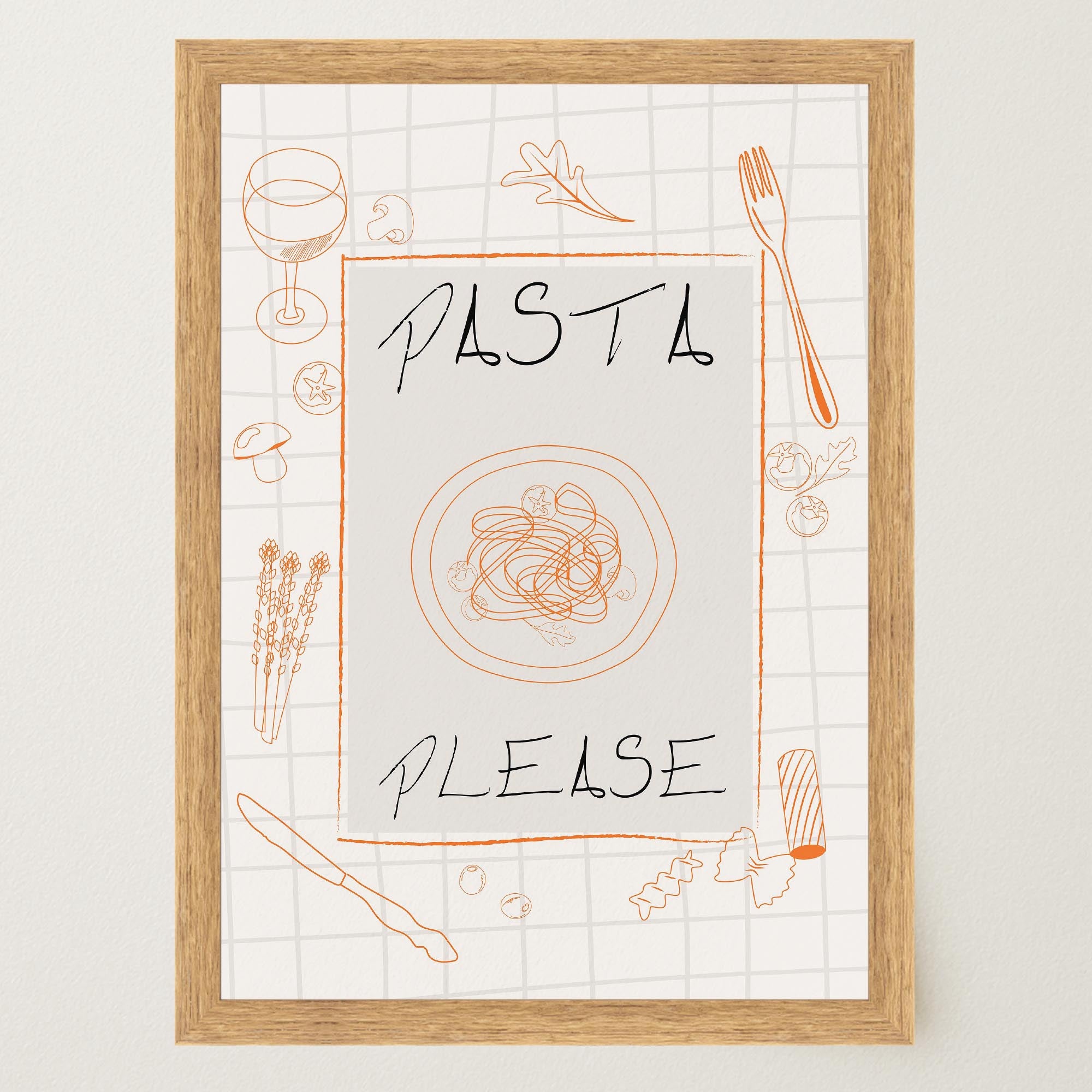 Pasta Please Modern Wall Art Print-Skudaboo