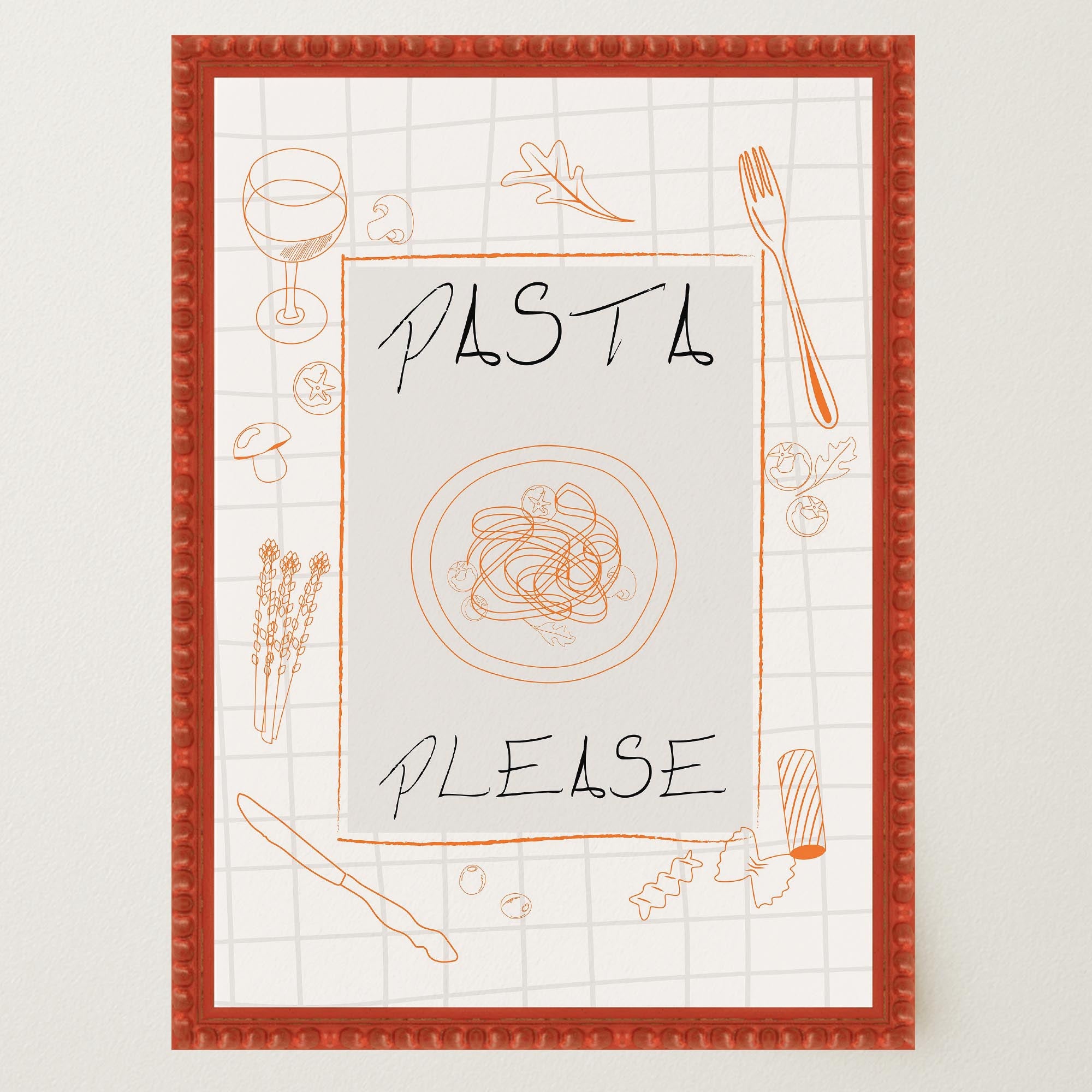 Pasta Please Modern Wall Art Print-Skudaboo