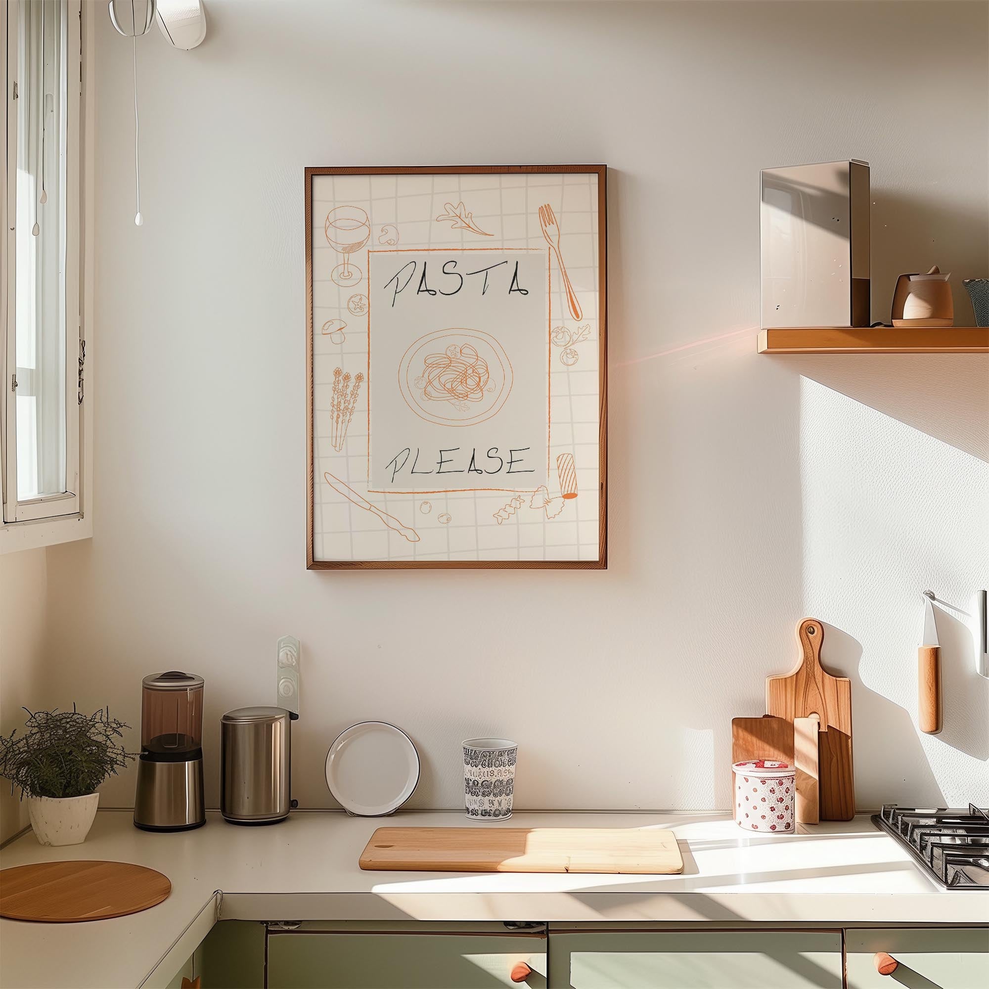 Pasta Please Modern Wall Art Print-Skudaboo
