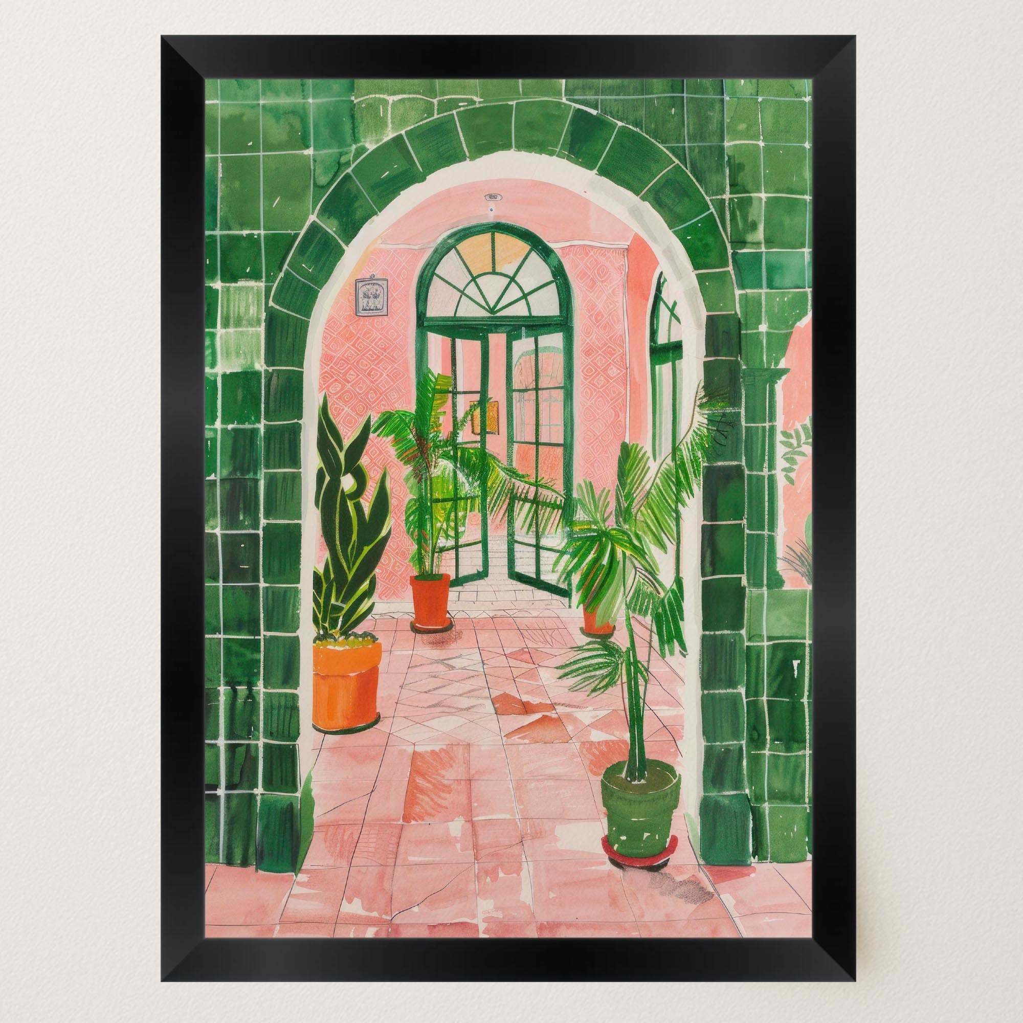 Mediterranean Garden Archway Wall Art Print-Skudaboo