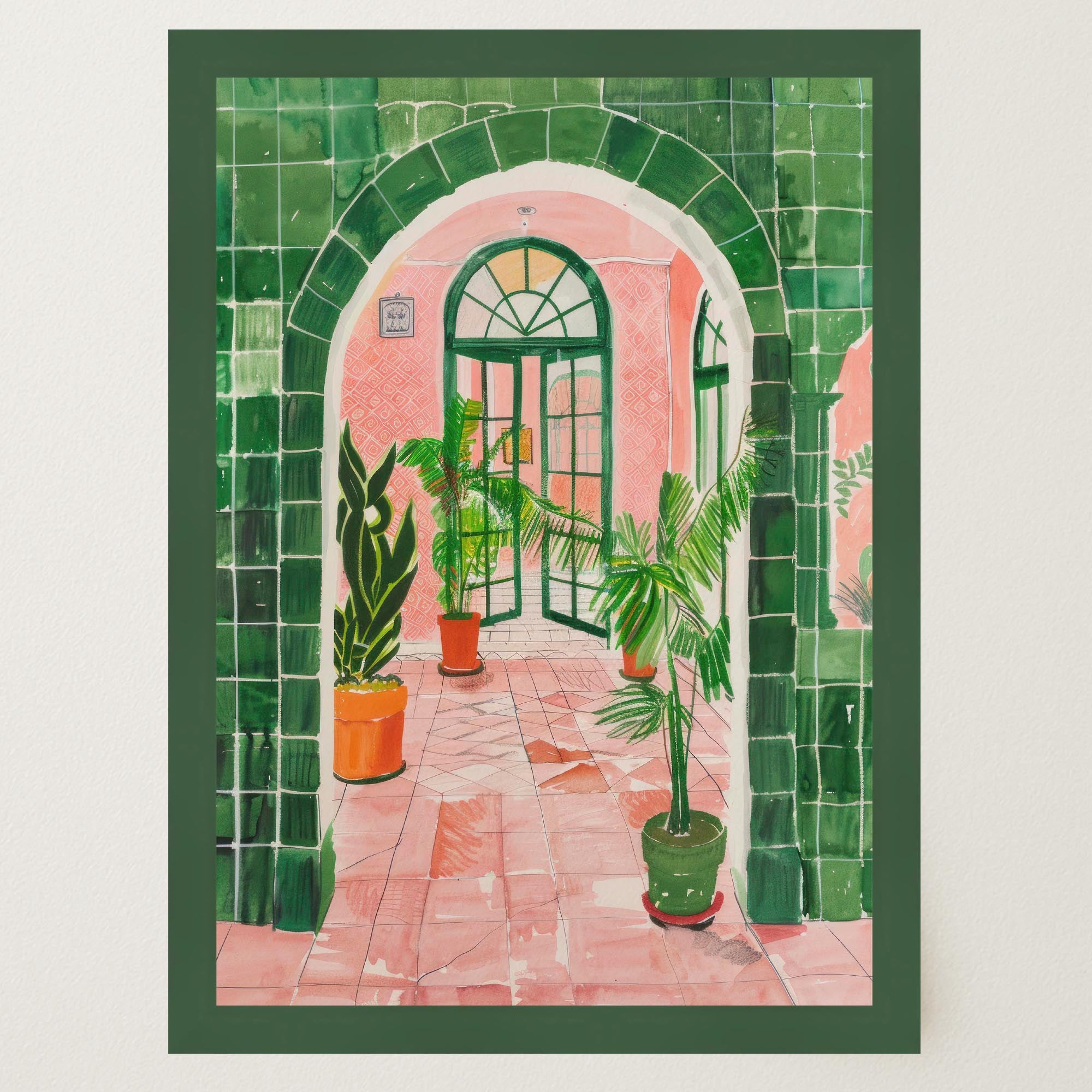 Mediterranean Garden Archway Wall Art Print-Skudaboo