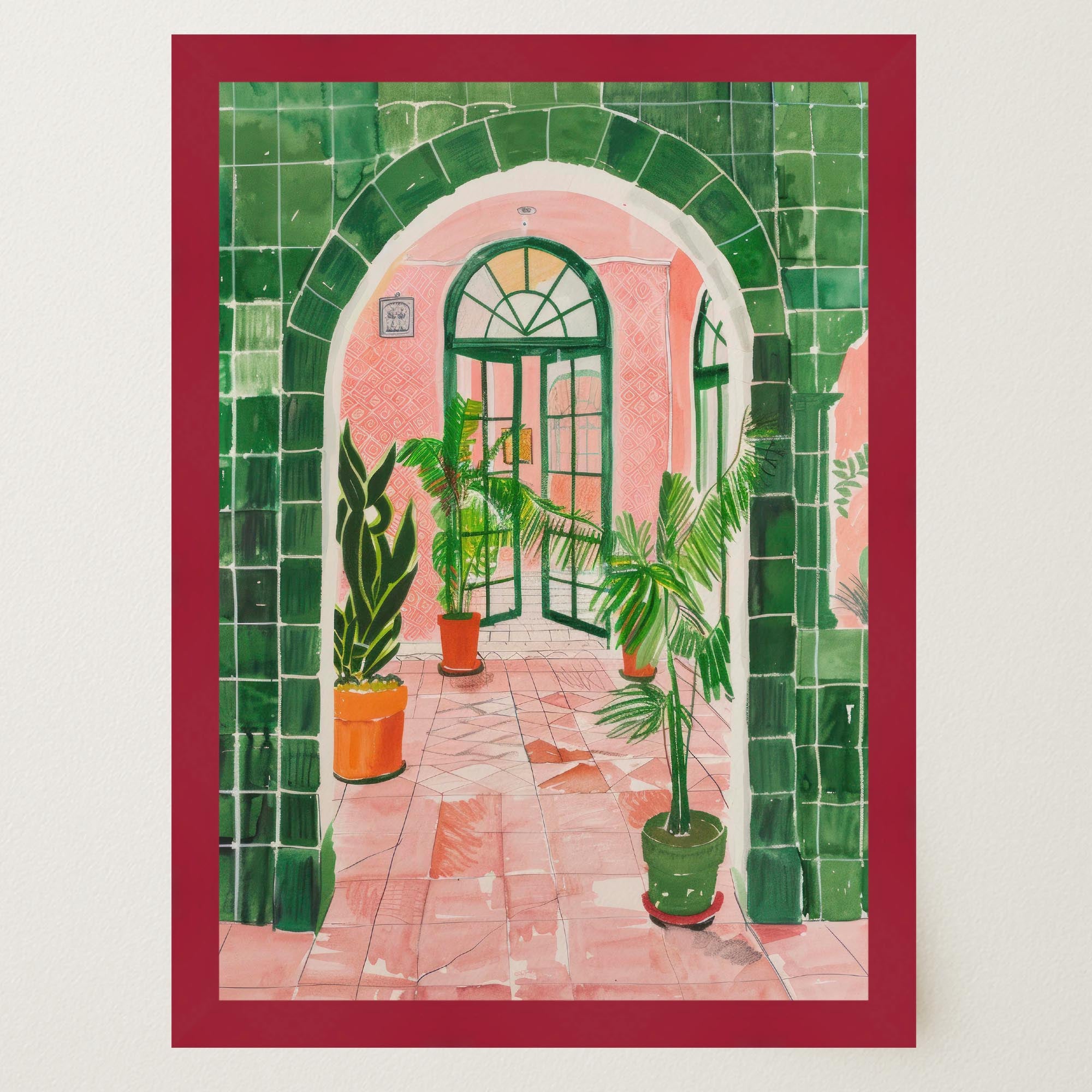 Mediterranean Garden Archway Wall Art Print-Skudaboo