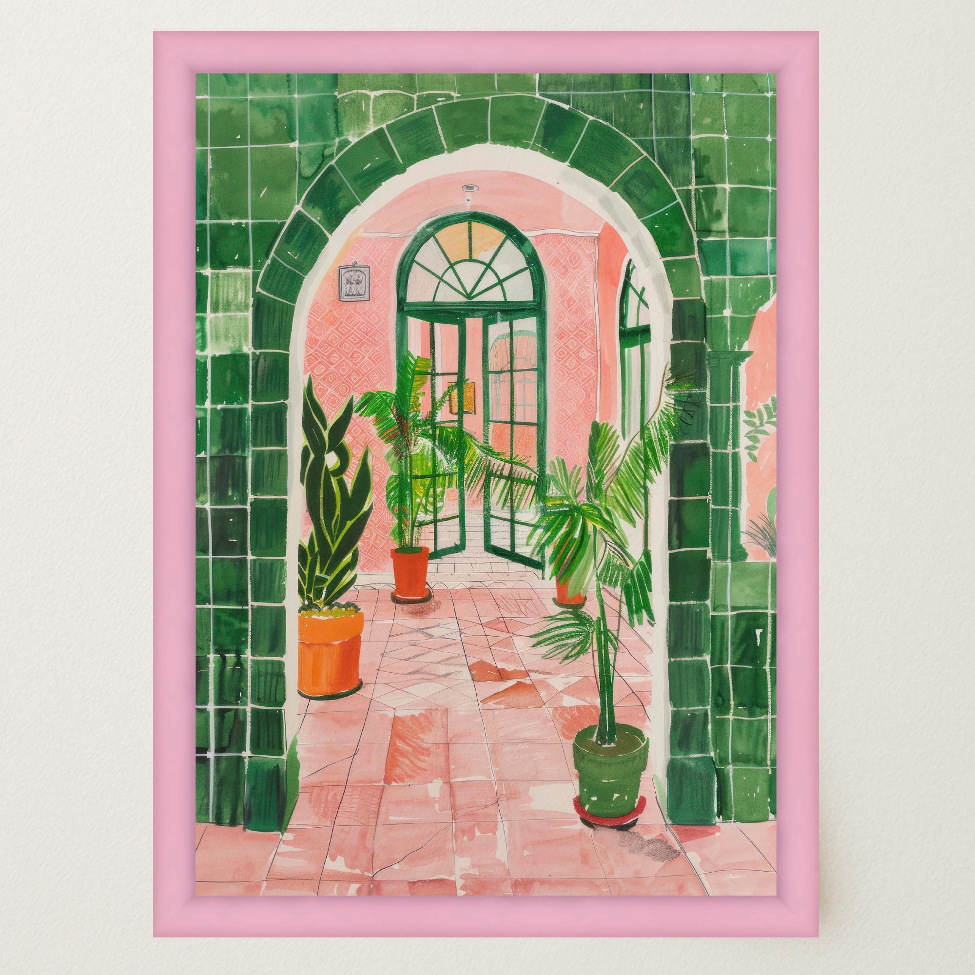 Mediterranean Garden Archway Wall Art Print-Skudaboo