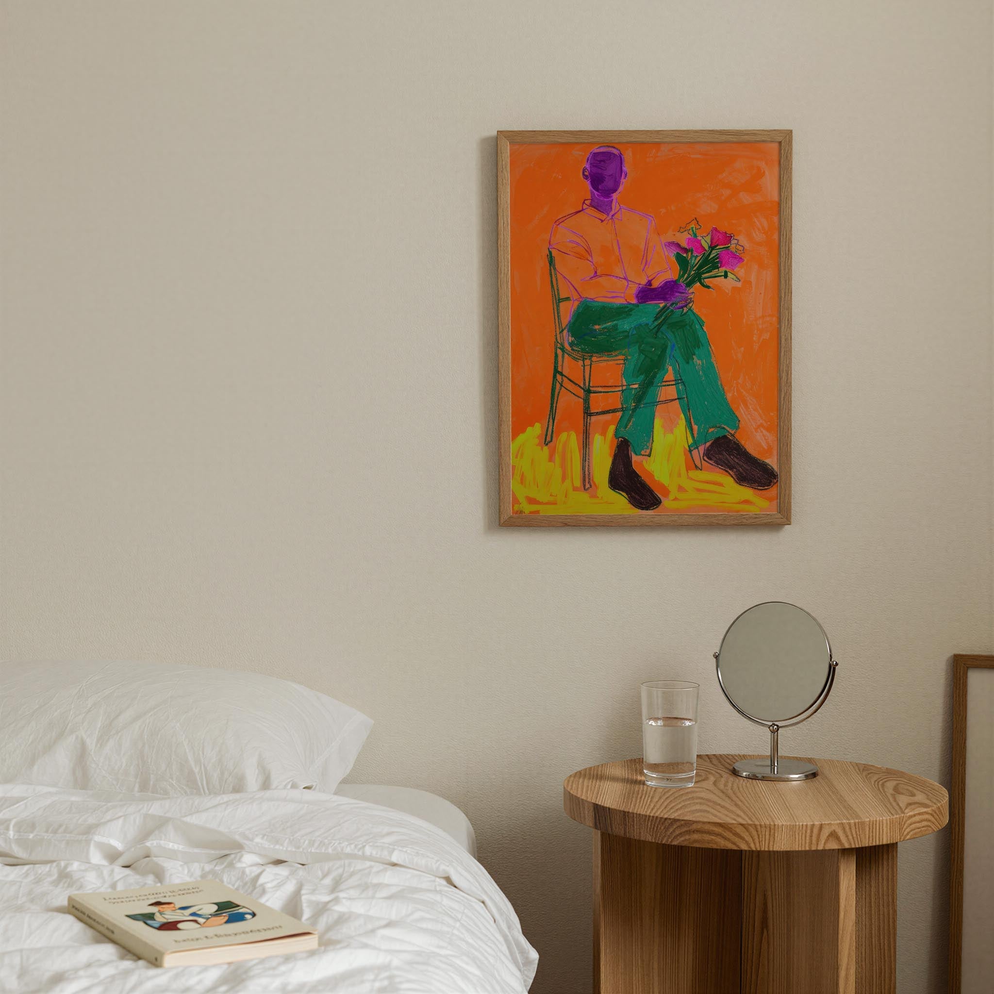 Man with Flowers Modern Wall Art Print-Skudaboo