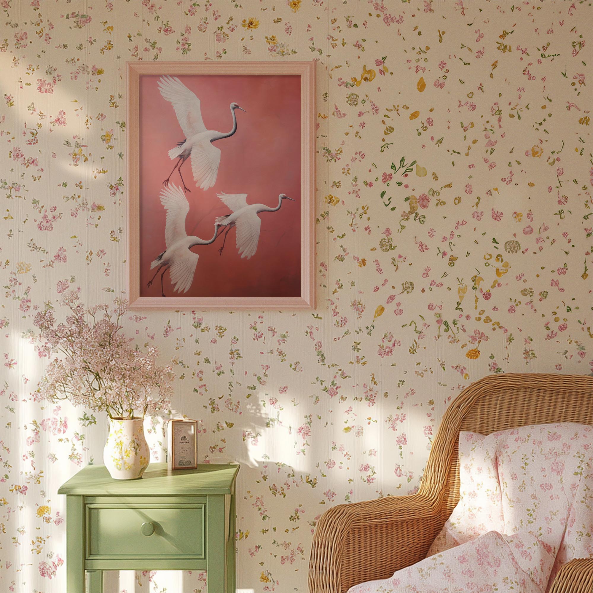 Flying Crane Birds Wall Art Print-Skudaboo