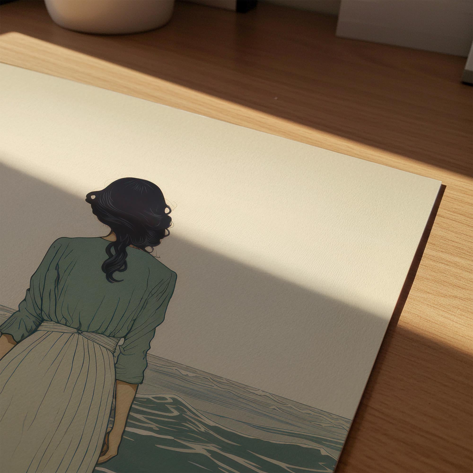 Woman Into the Sea Wall Art Print-Skudaboo