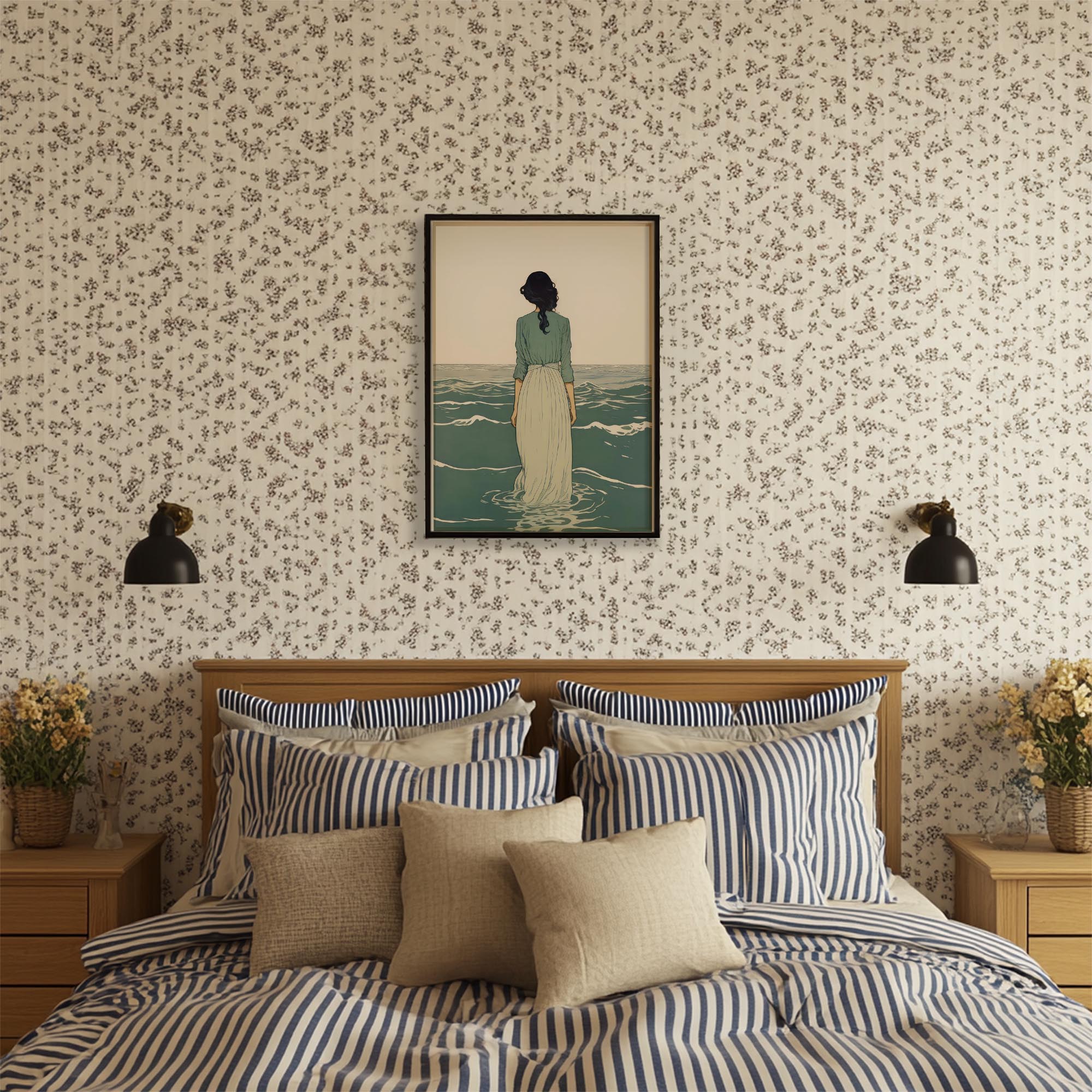Woman Into the Sea Wall Art Print-Skudaboo