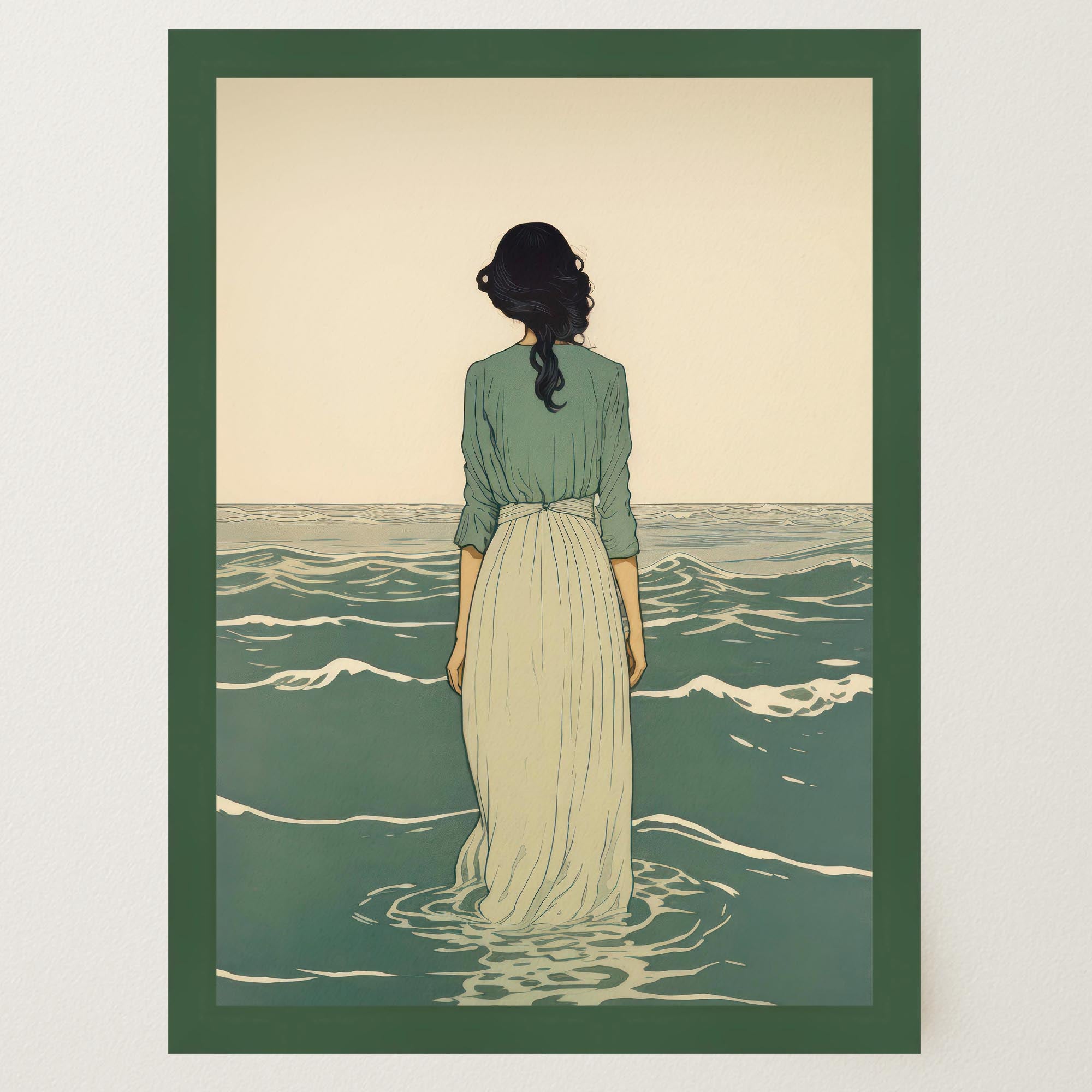 Woman Into the Sea Wall Art Print-Skudaboo