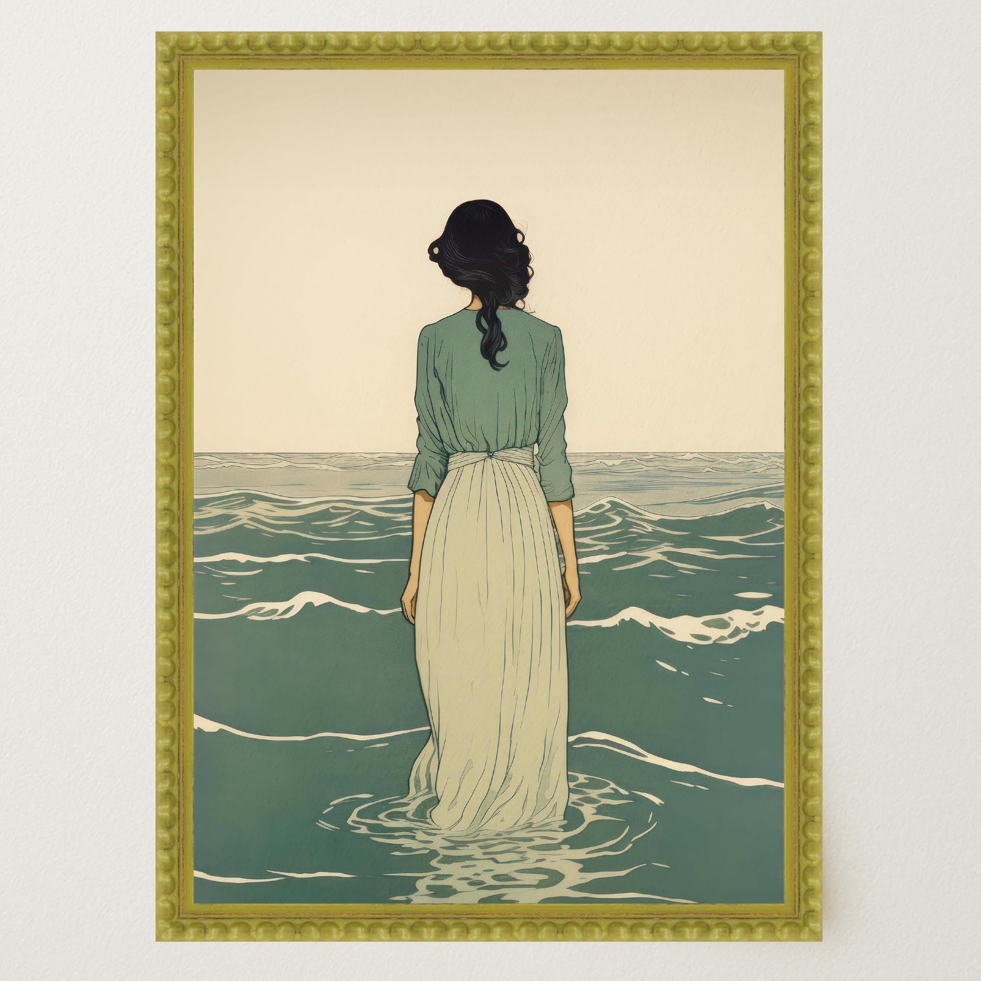 Woman Into the Sea Wall Art Print-Skudaboo