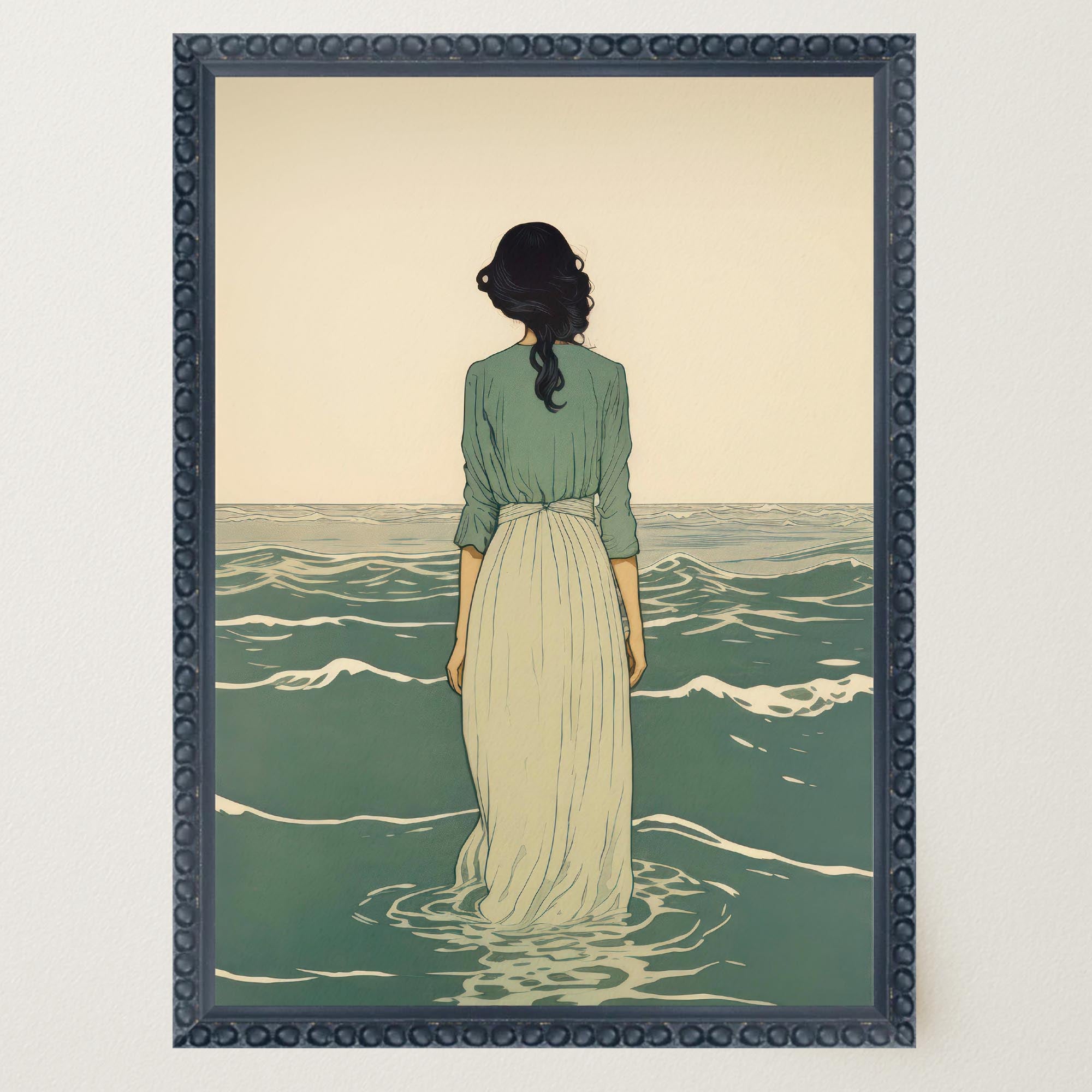 Woman Into the Sea Wall Art Print-Skudaboo