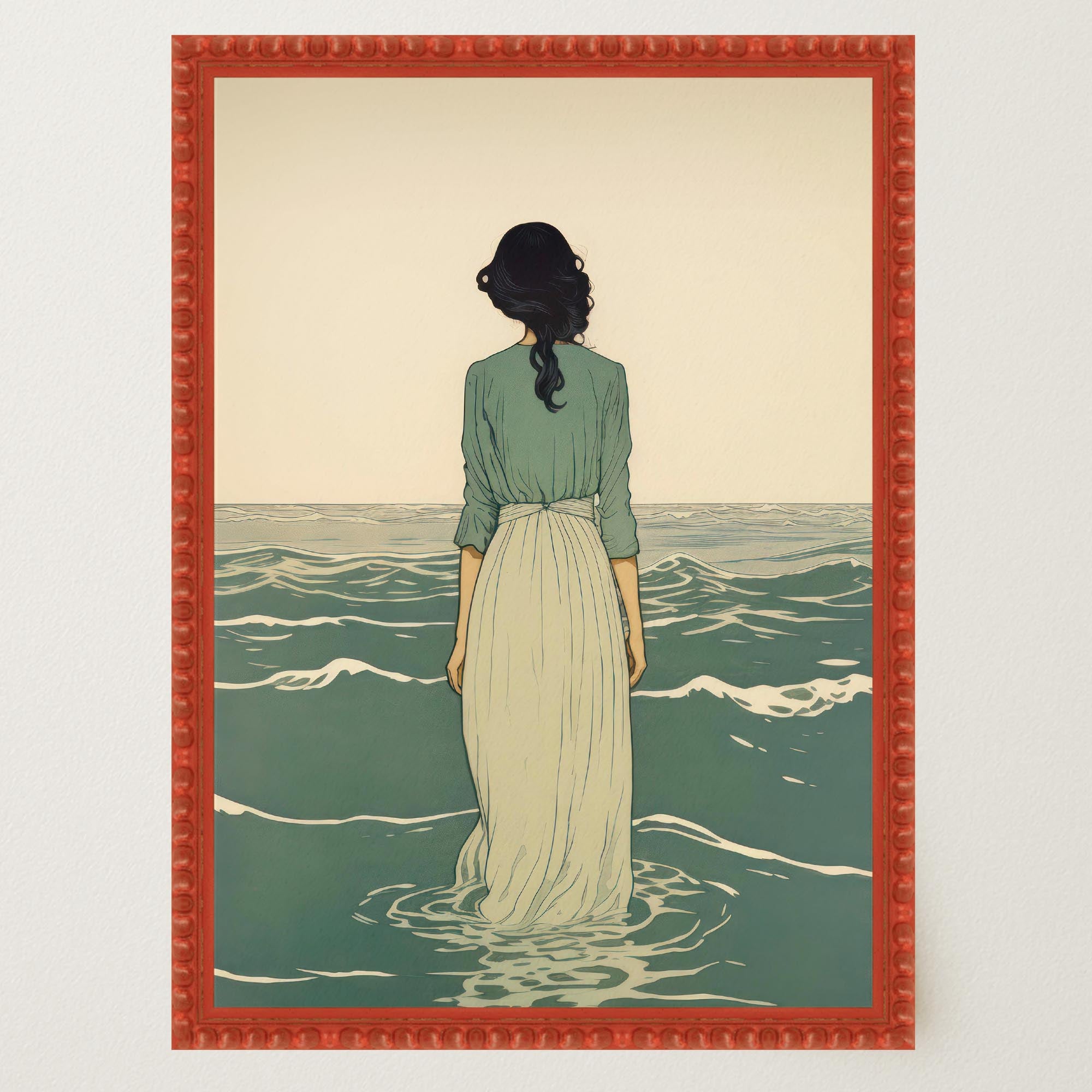 Woman Into the Sea Wall Art Print-Skudaboo