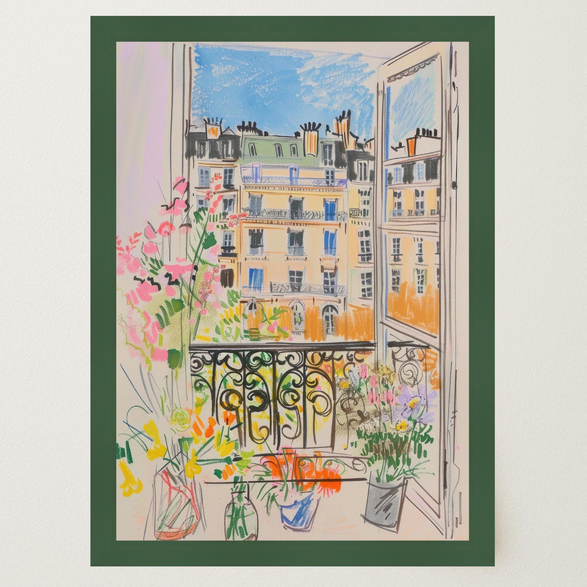 Pastel Paris Cityscape Wall Art Print-Skudaboo