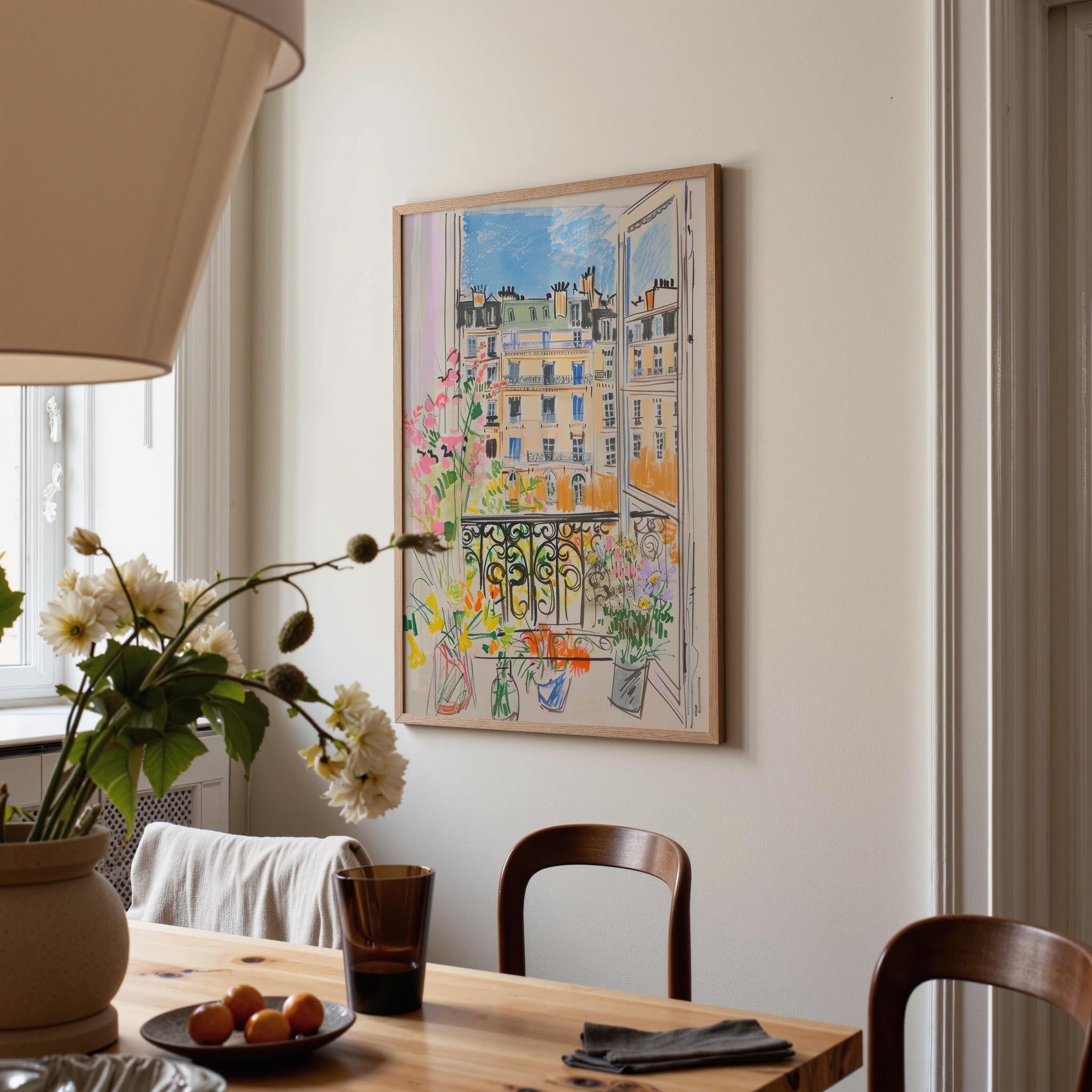 Pastel Paris Cityscape Wall Art Print-Skudaboo