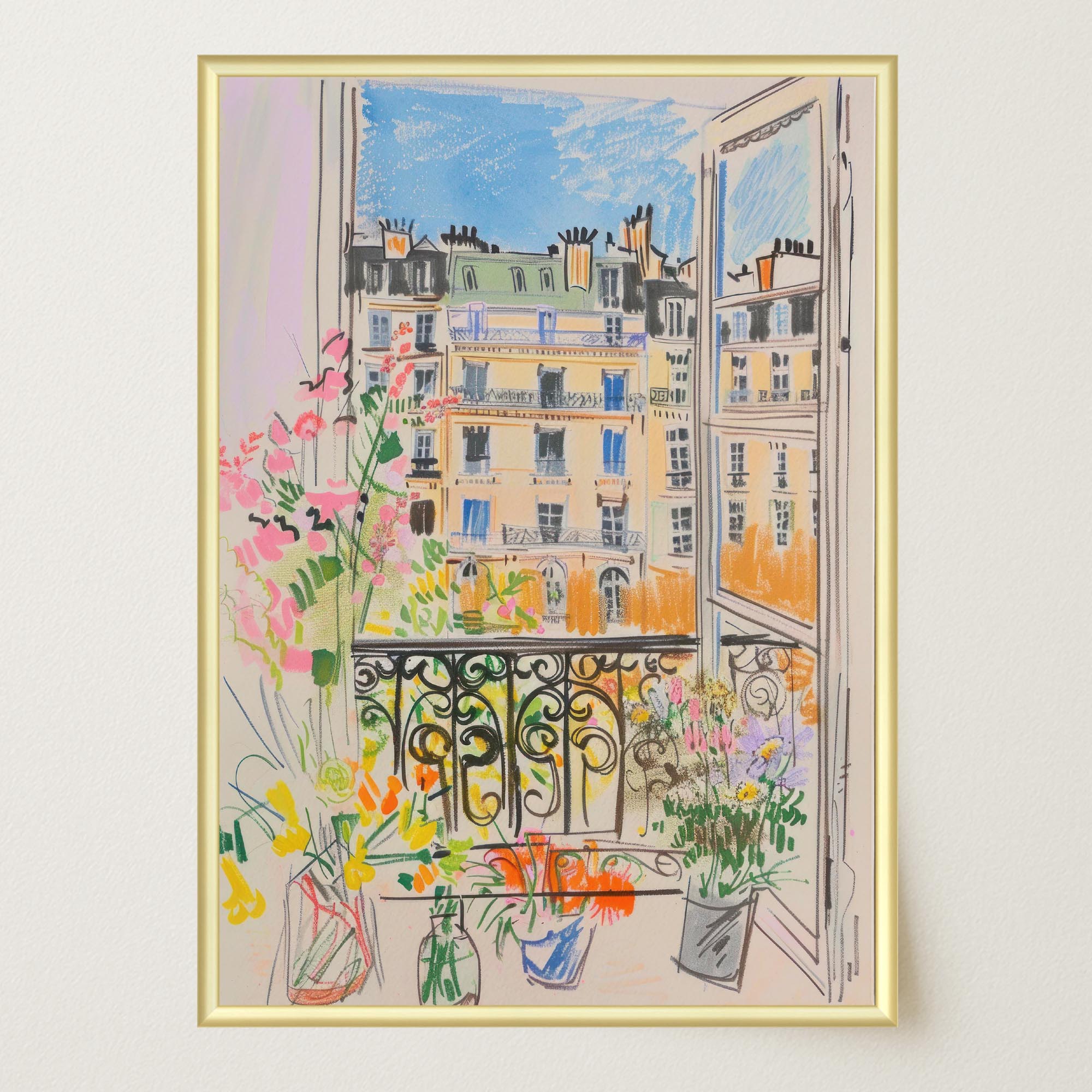 Pastel Paris Cityscape Wall Art Print-Skudaboo