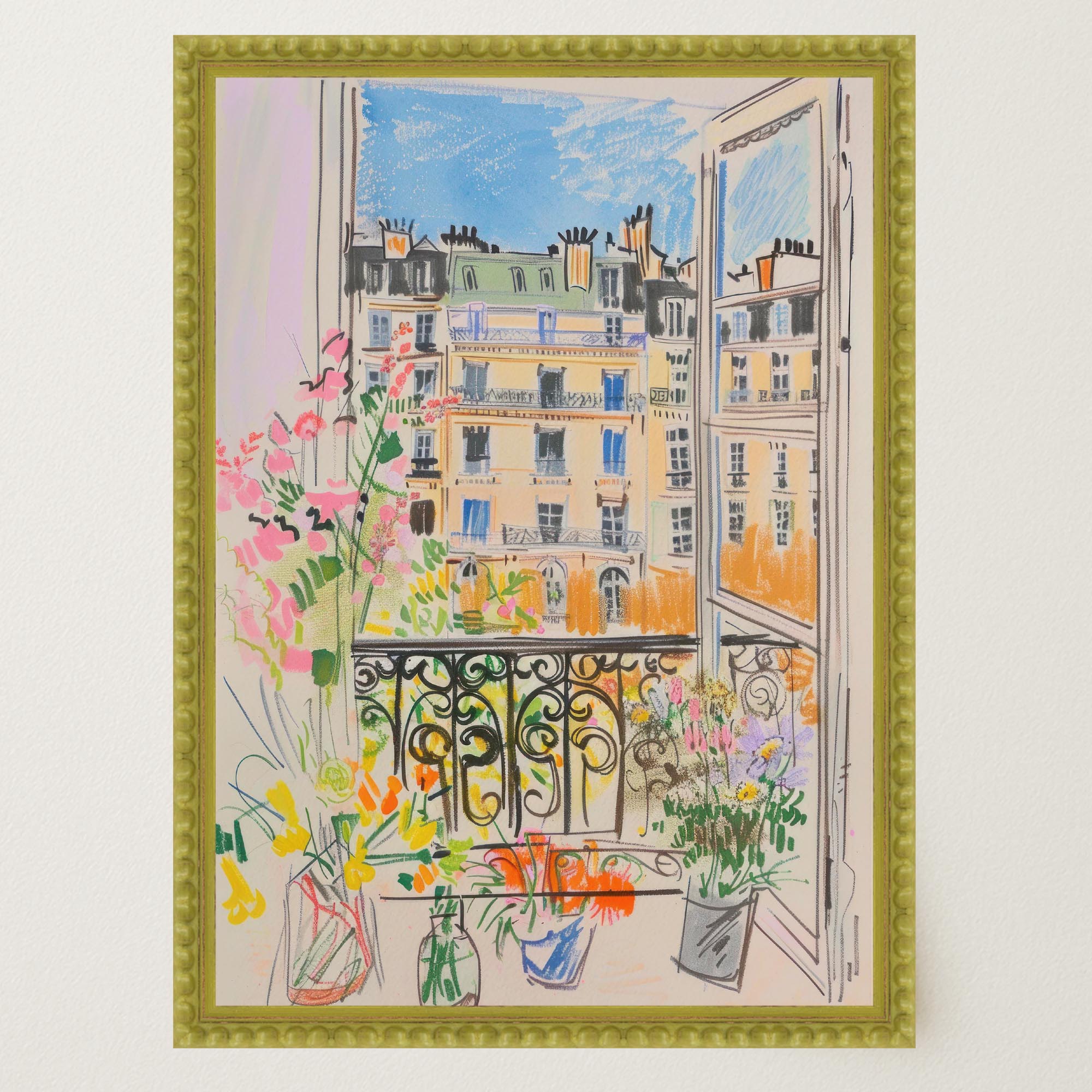 Pastel Paris Cityscape Wall Art Print-Skudaboo