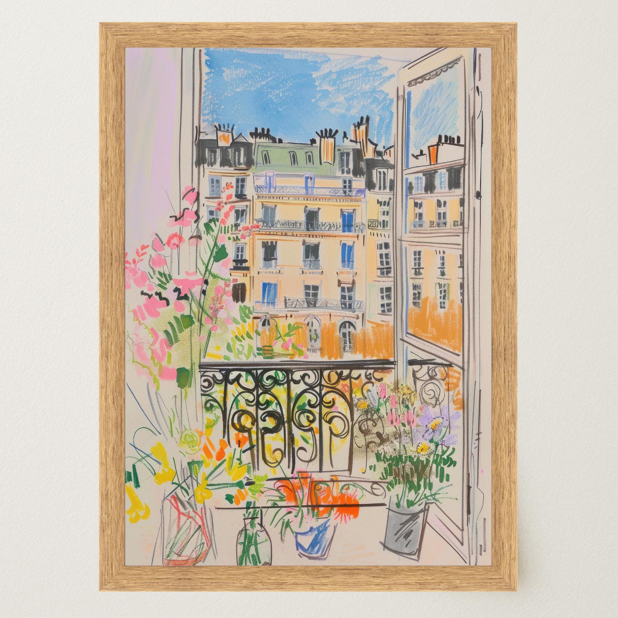 Pastel Paris Cityscape Wall Art Print-Skudaboo