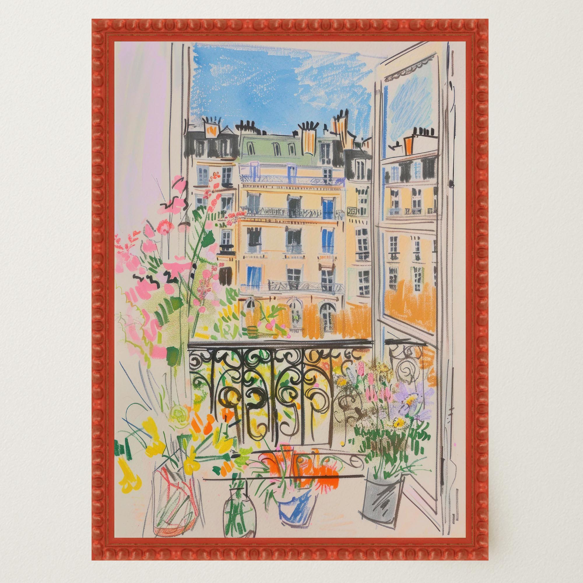 Pastel Paris Cityscape Wall Art Print-Skudaboo