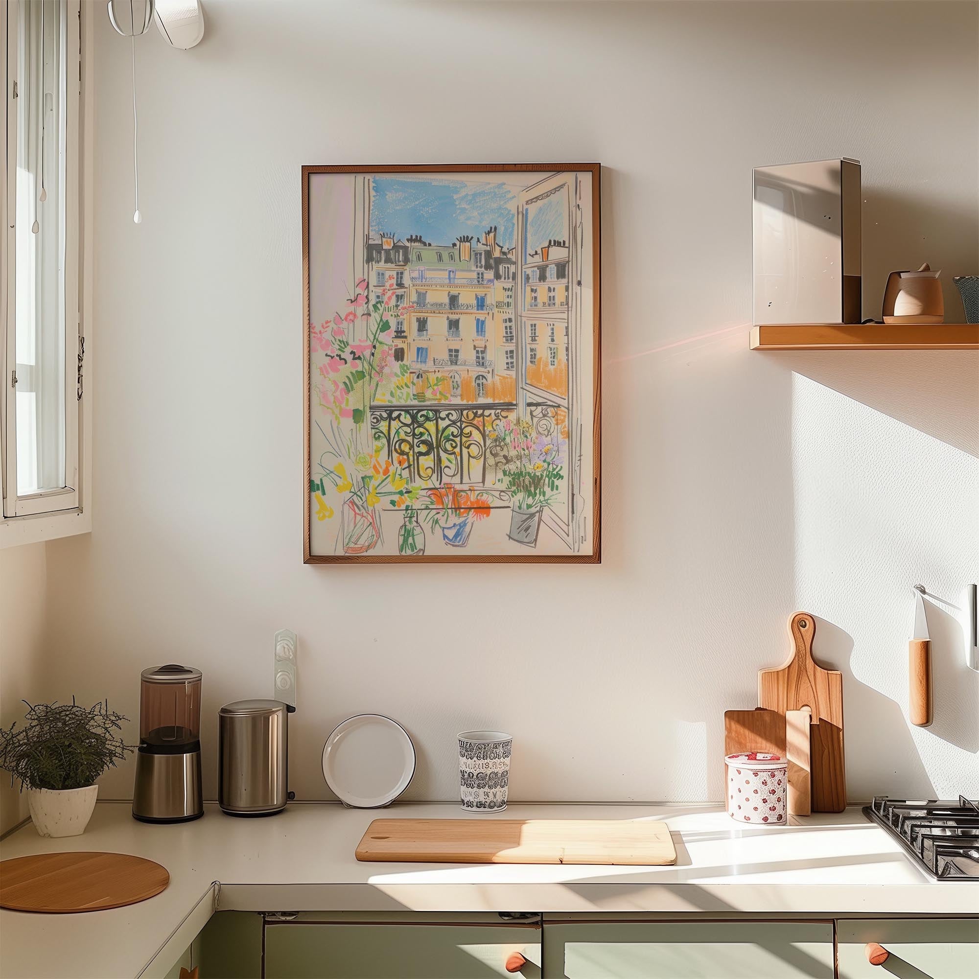 Pastel Paris Cityscape Wall Art Print-Skudaboo