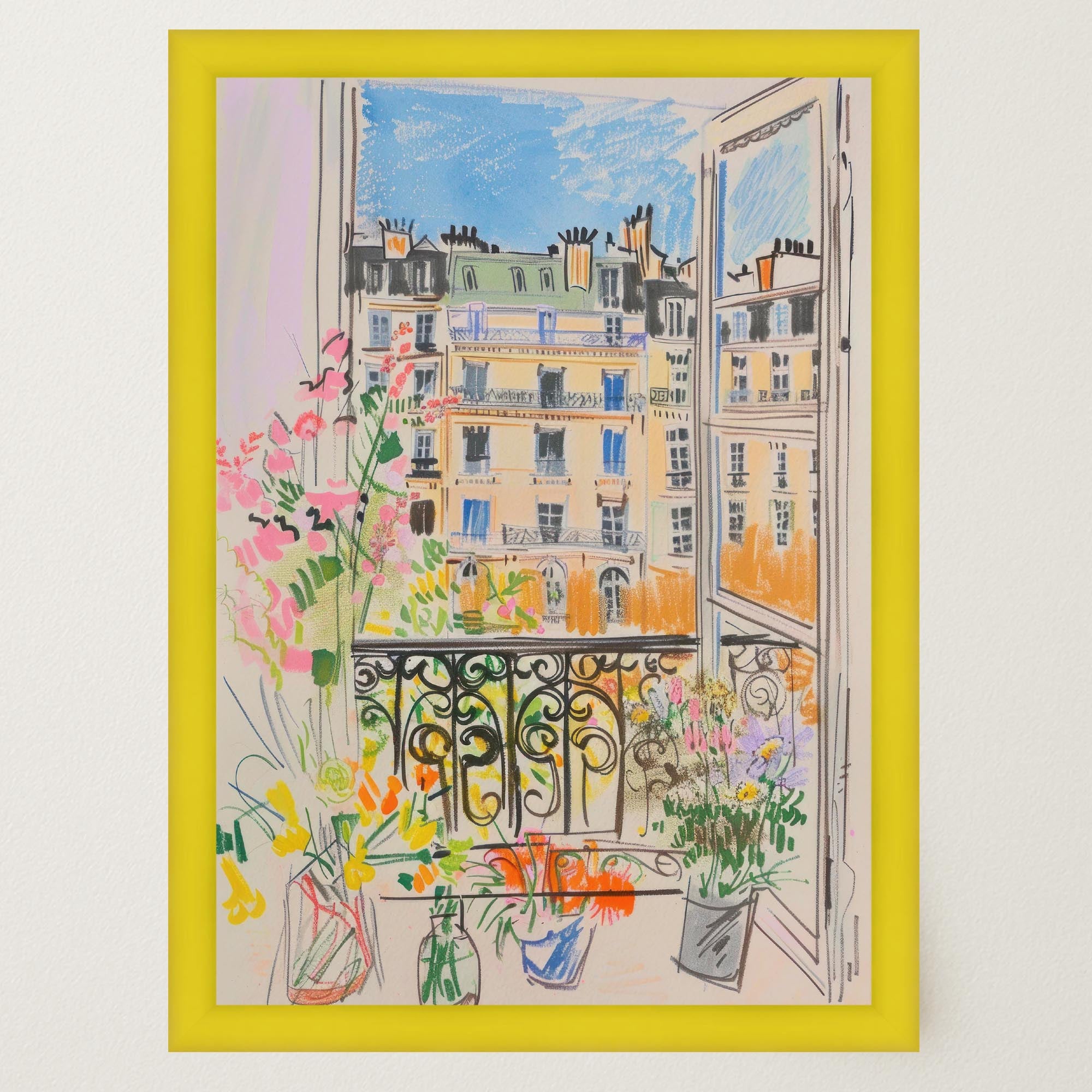 Pastel Paris Cityscape Wall Art Print-Skudaboo