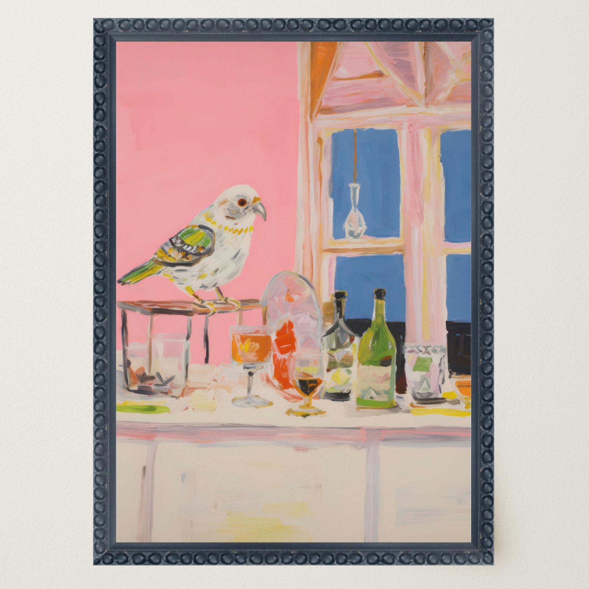 Colourful Bird on Bar Wall Art Print-Skudaboo