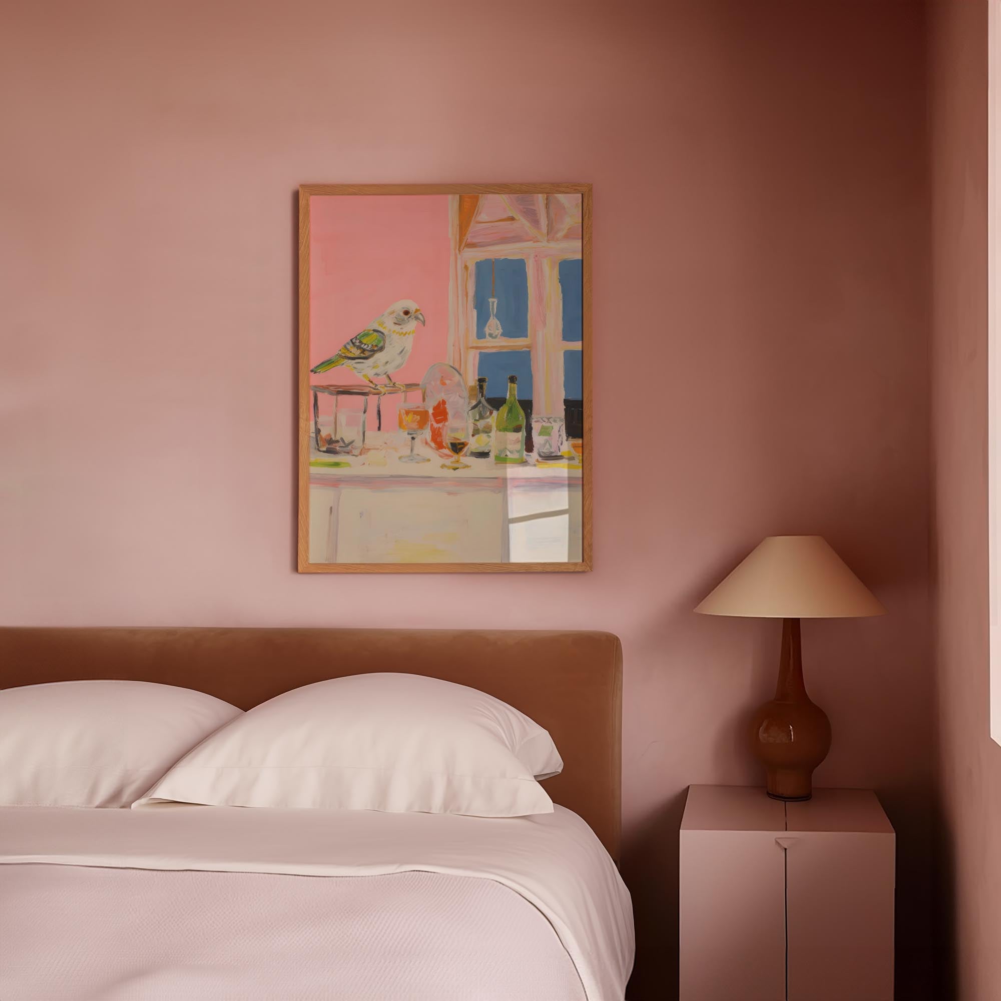 Colourful Bird on Bar Wall Art Print-Skudaboo