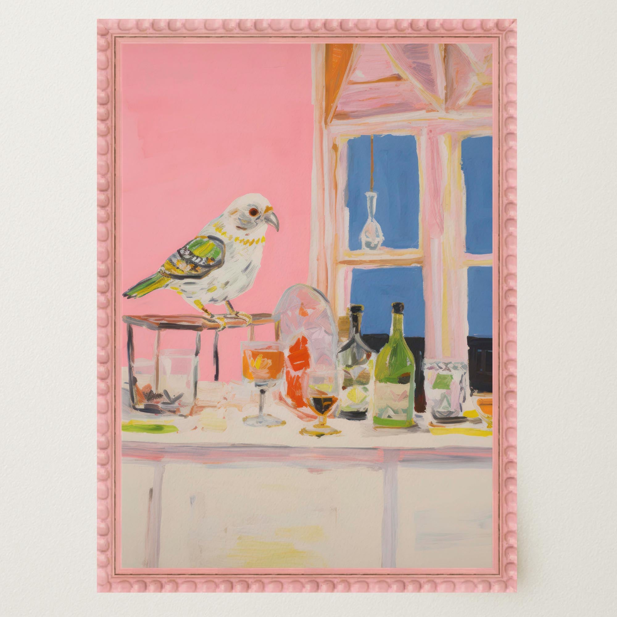 Colourful Bird on Bar Wall Art Print-Skudaboo