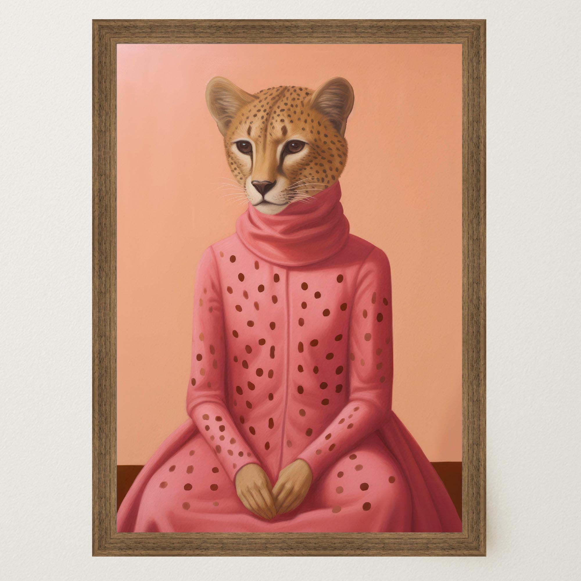 Pink Cheetah Portrait Art Print-Skudaboo