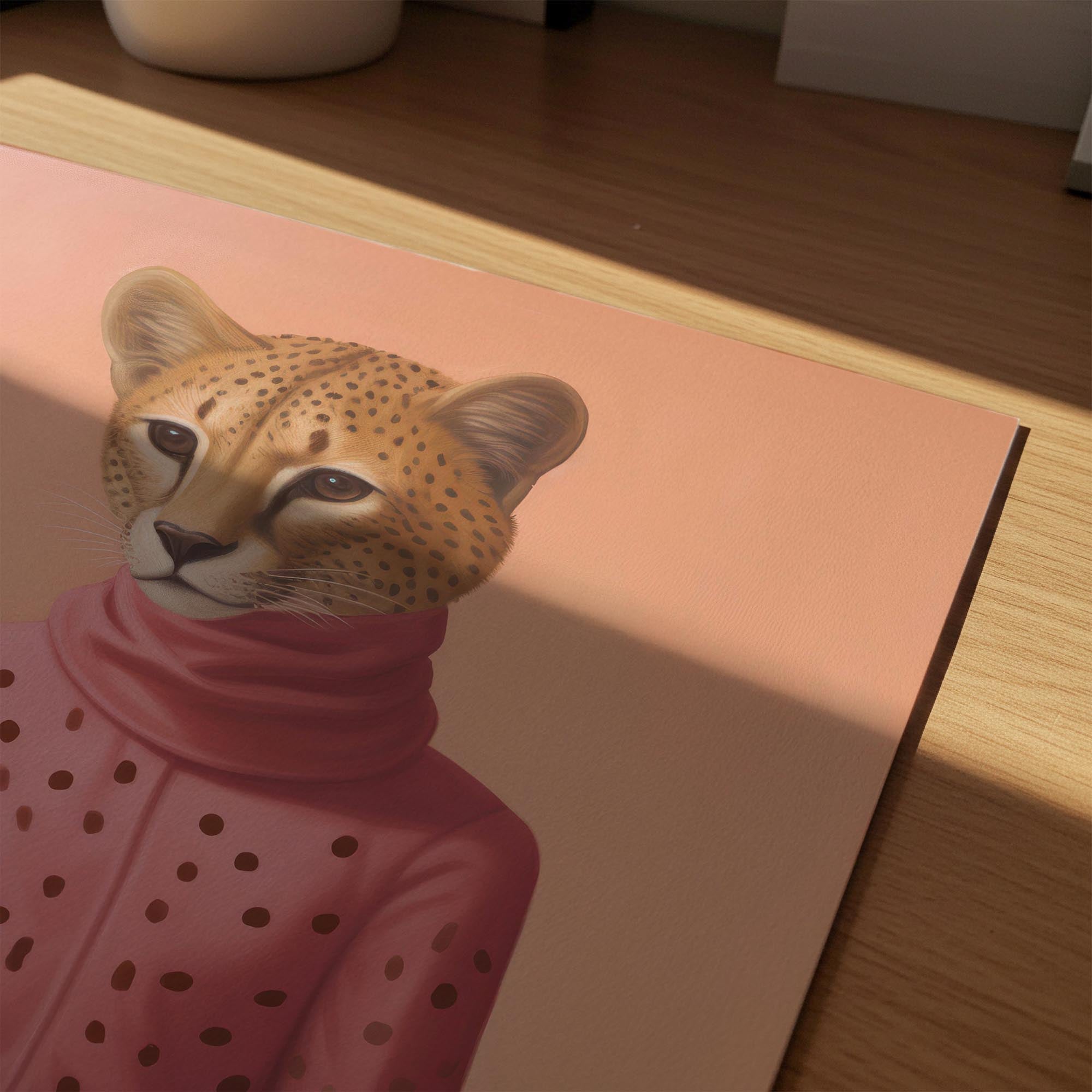Pink Cheetah Portrait Art Print-Skudaboo