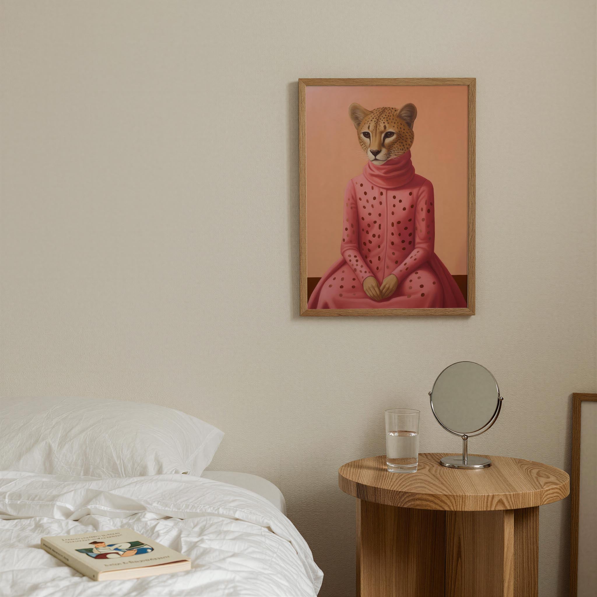 Pink Cheetah Portrait Art Print-Skudaboo