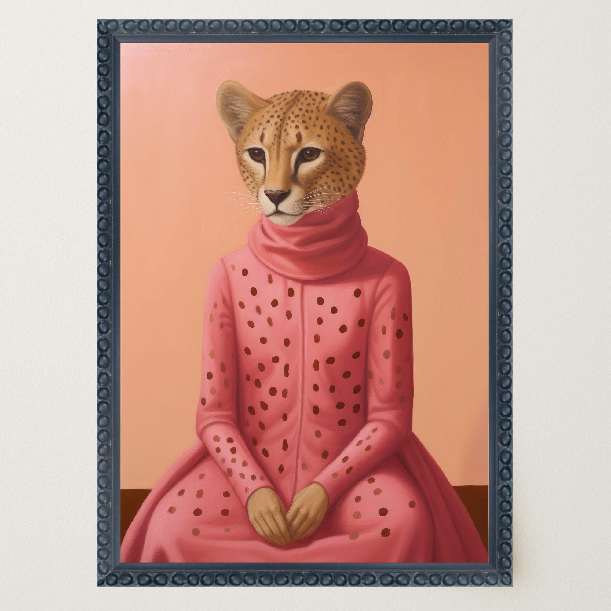 Pink Cheetah Portrait Art Print-Skudaboo