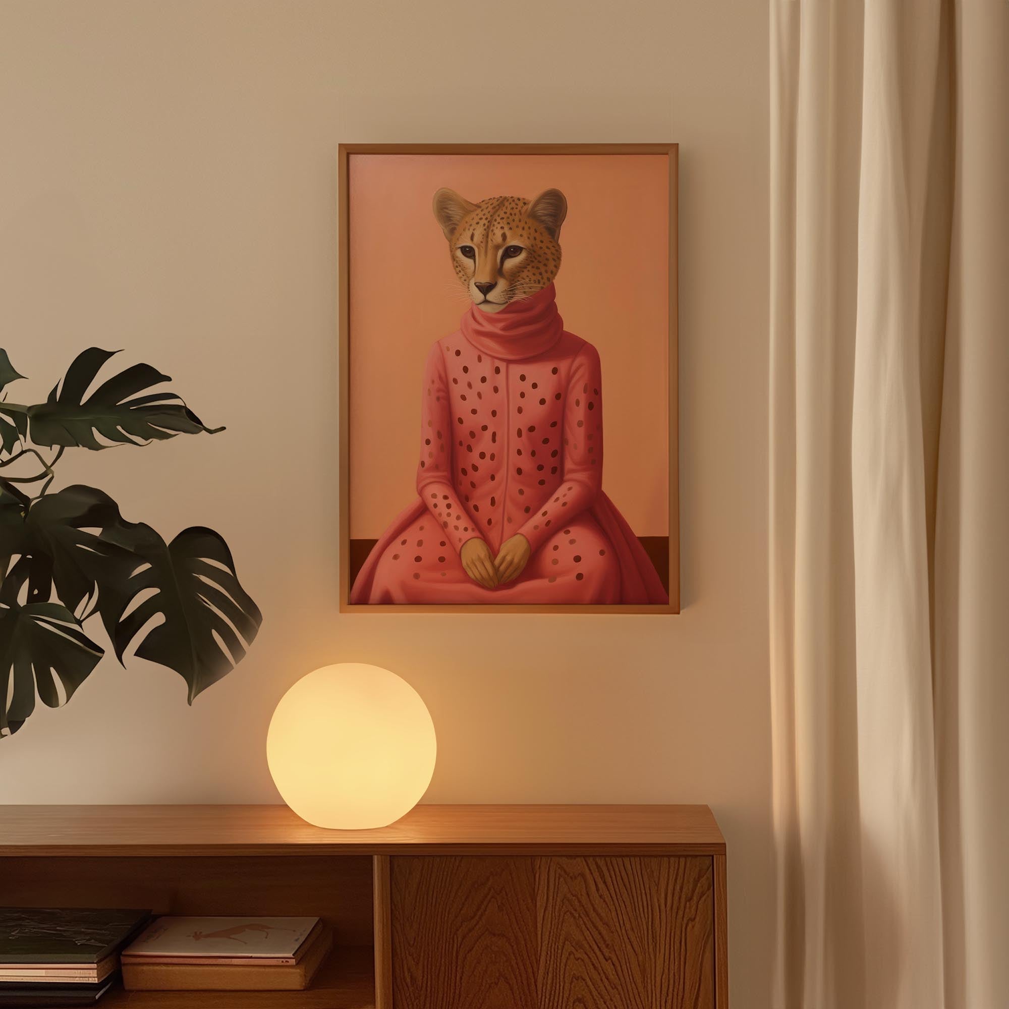 Pink Cheetah Portrait Art Print-Skudaboo