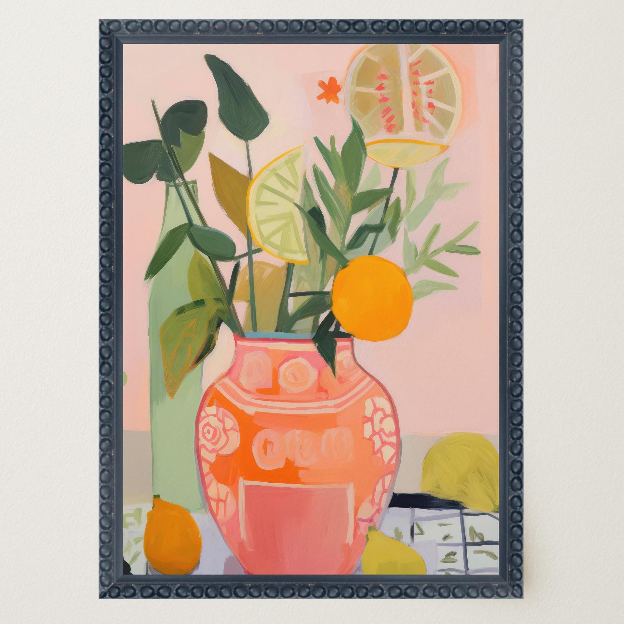 Vase of Oranges Still Life Wall Art Print-Skudaboo