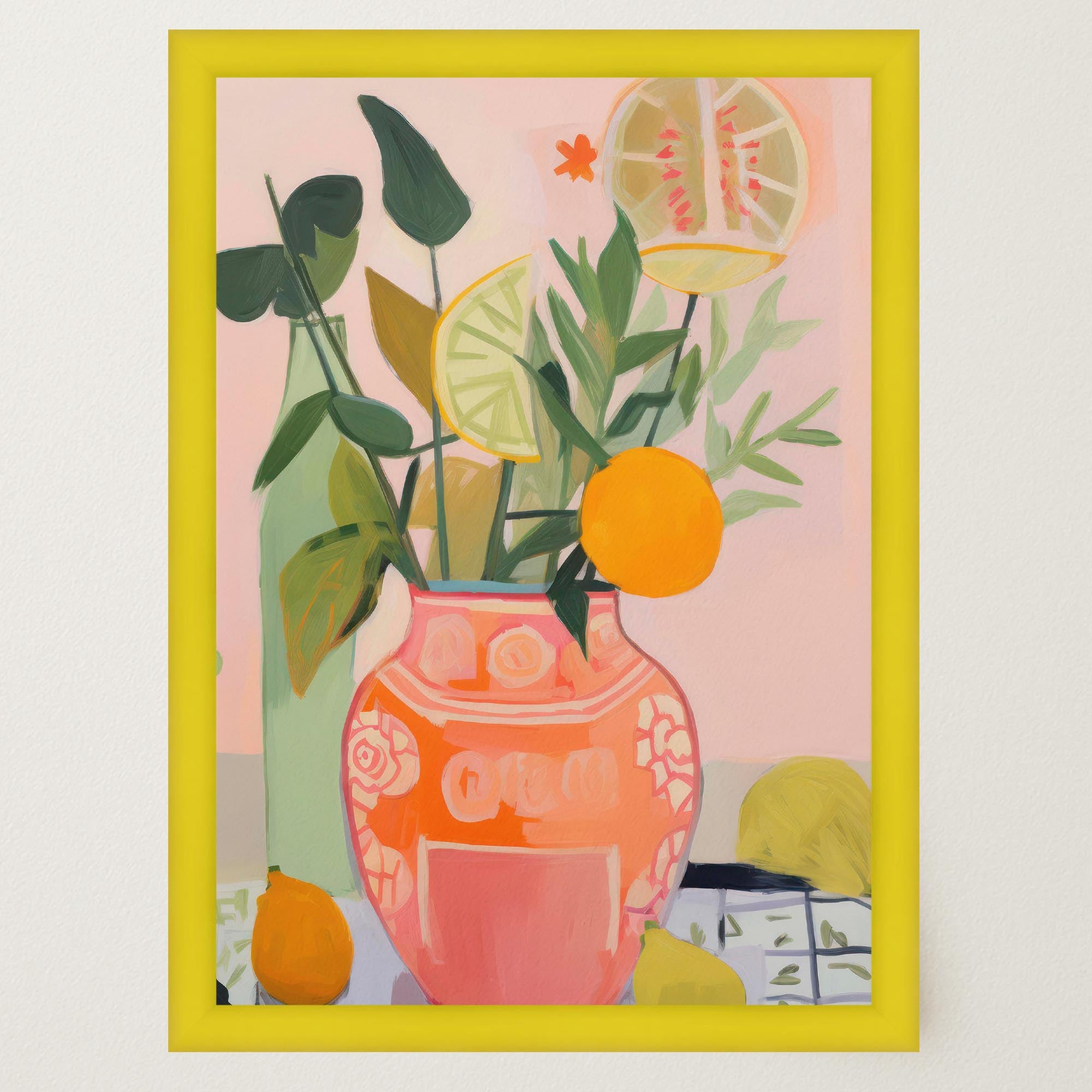 Vase of Oranges Still Life Wall Art Print-Skudaboo