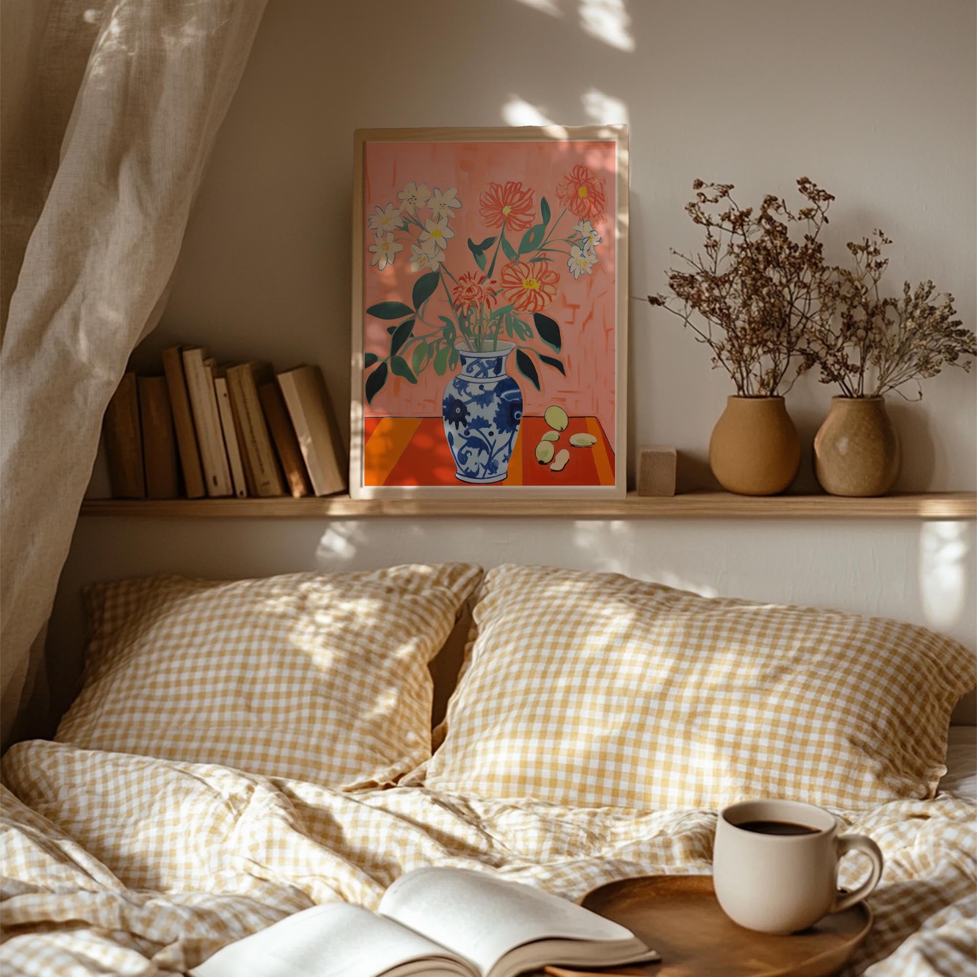 Colourful Floral Vase Still Life Wall Art Print-Skudaboo