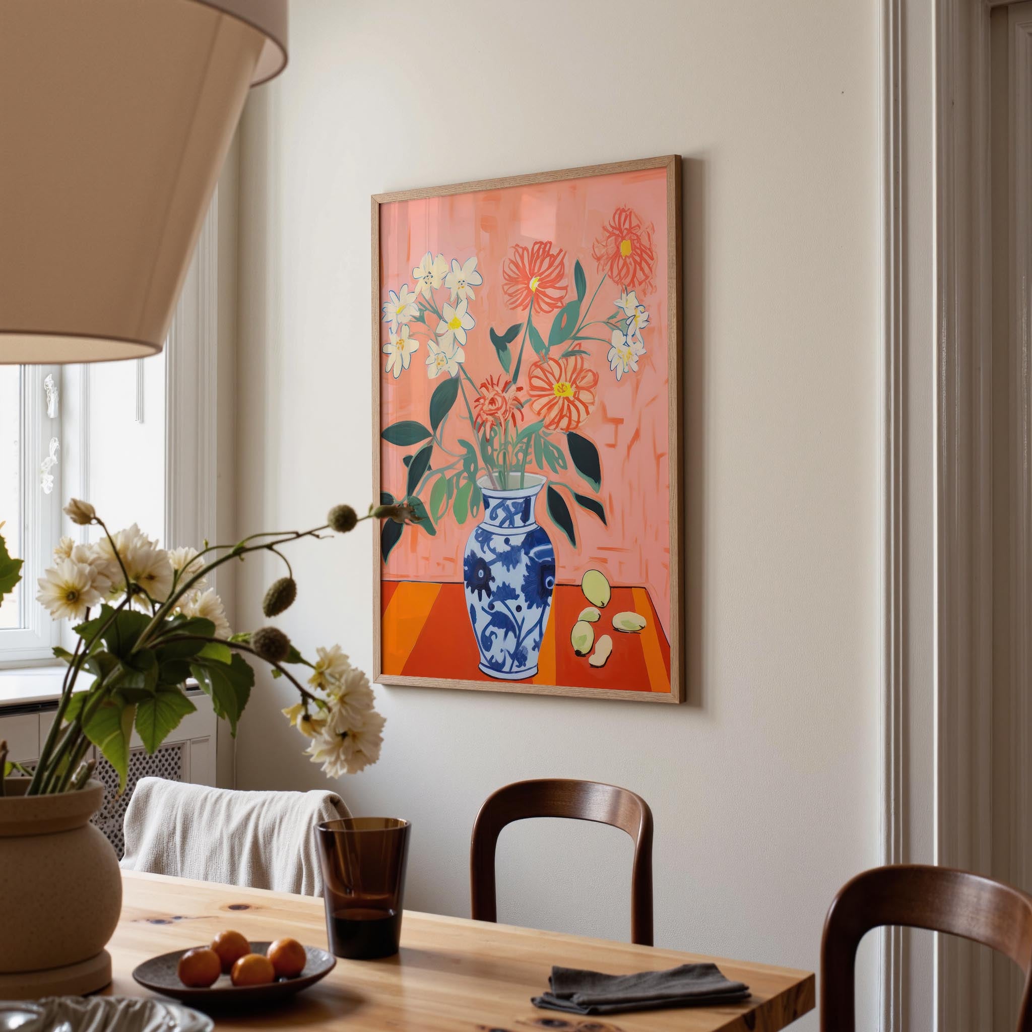 Colourful Floral Vase Still Life Wall Art Print-Skudaboo