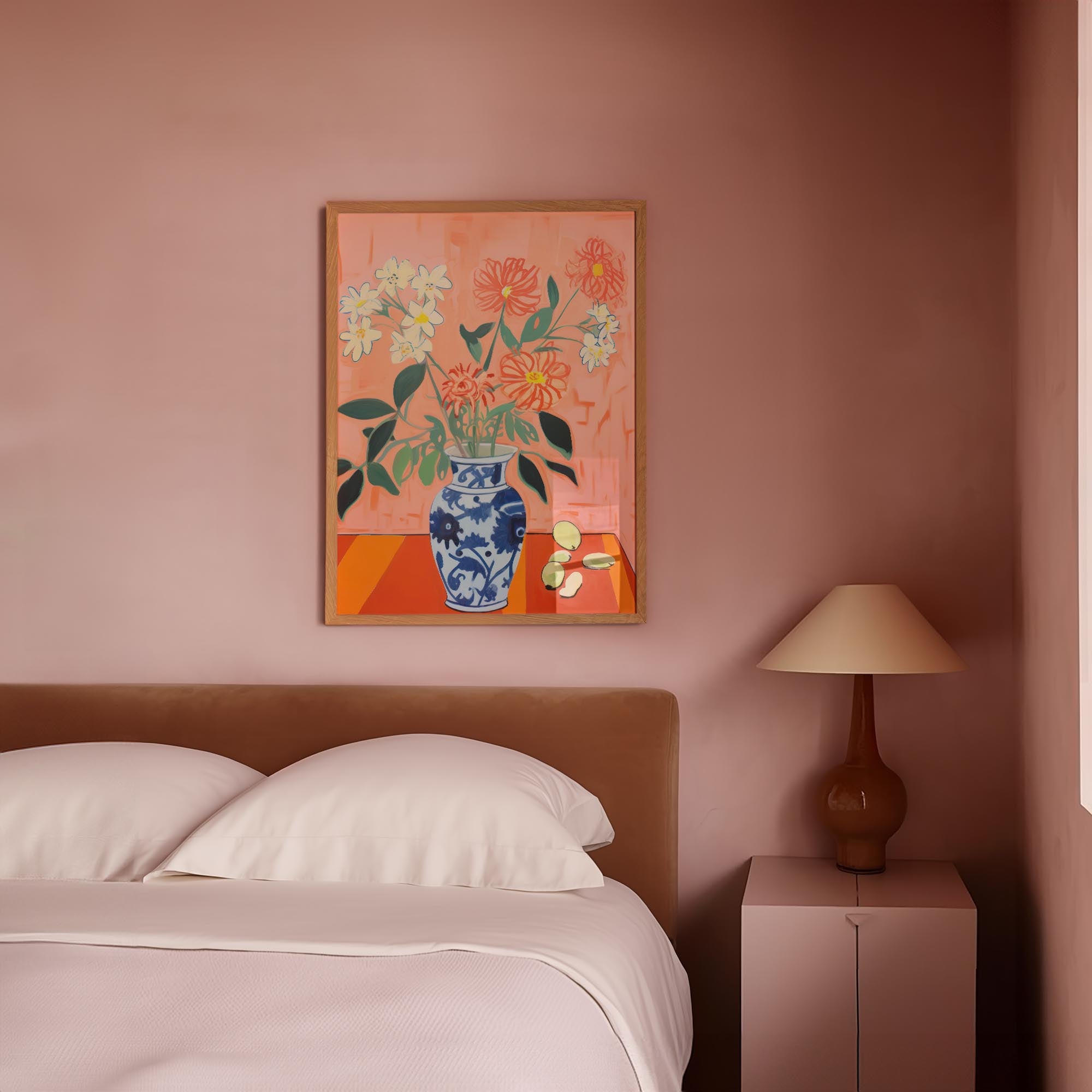 Colourful Floral Vase Still Life Wall Art Print-Skudaboo