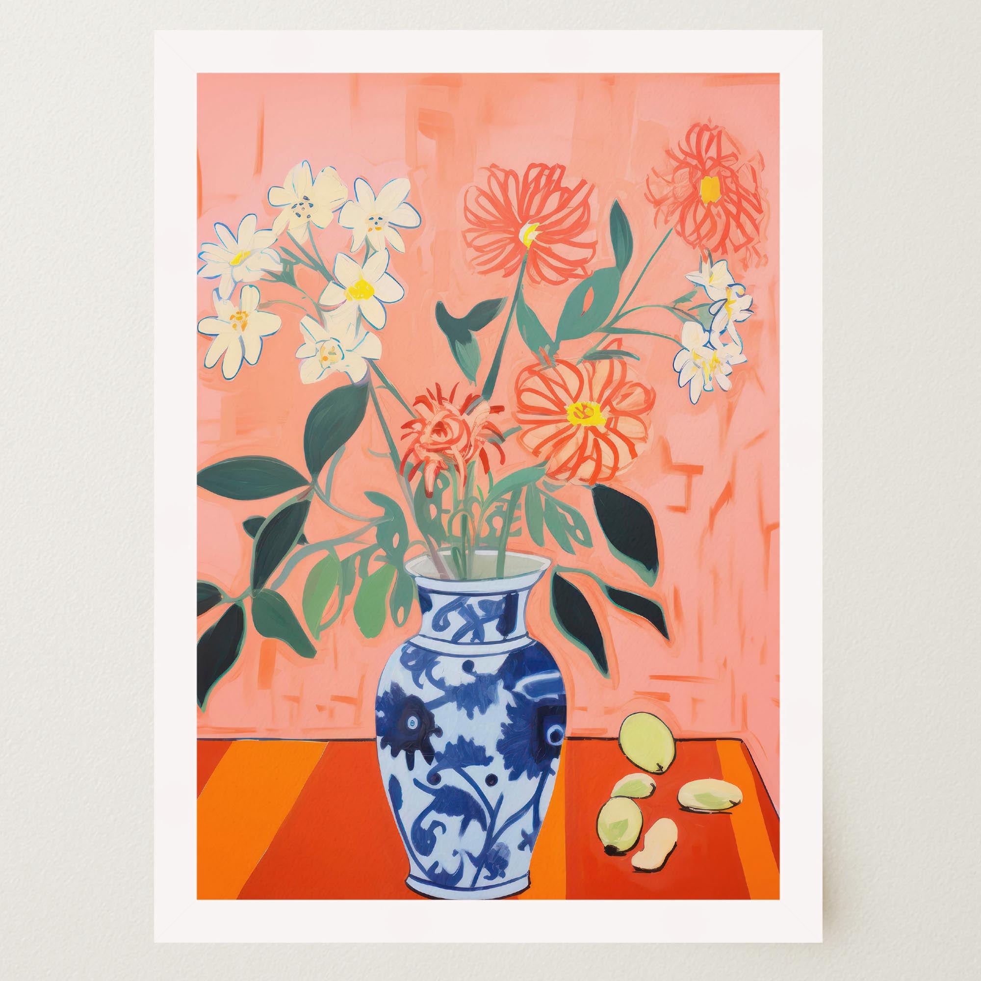 Colourful Floral Vase Still Life Wall Art Print-Skudaboo
