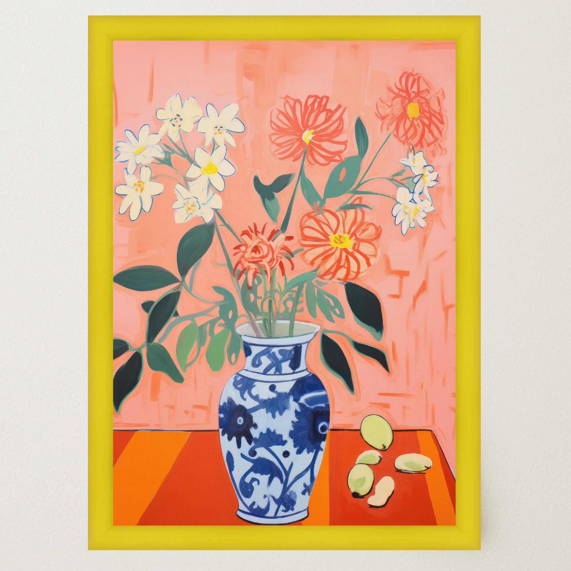 Colourful Floral Vase Still Life Wall Art Print-Skudaboo