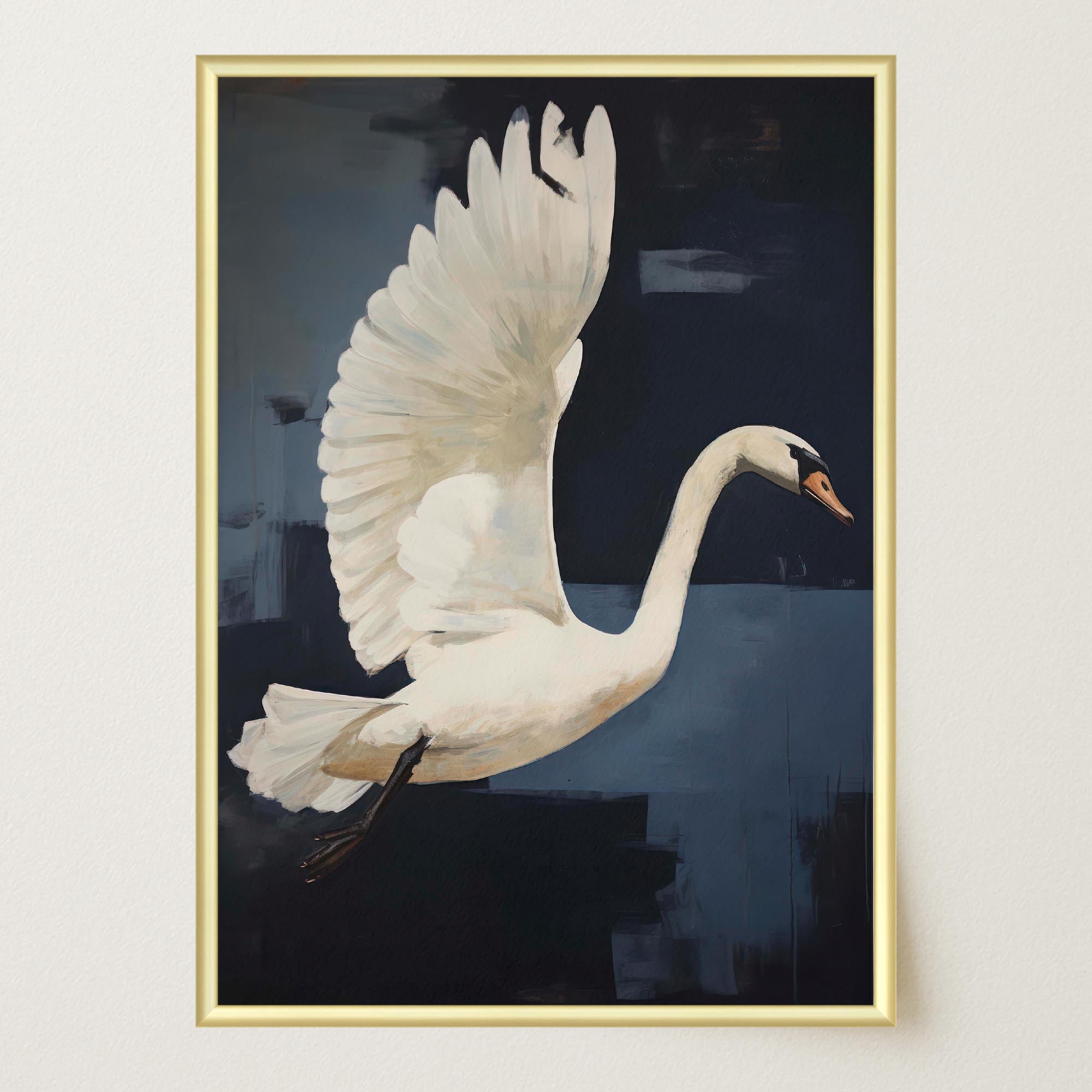 White Swan Wall Art Print-Skudaboo